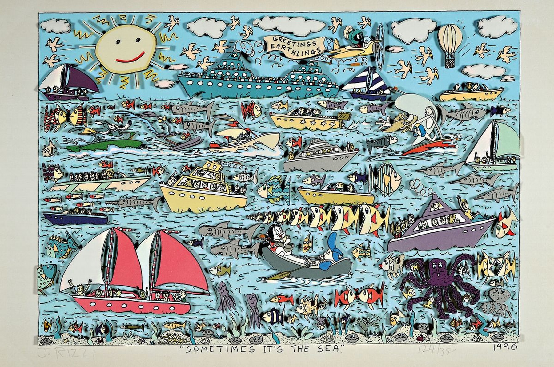 Detail k: James Rizzi, 1950-2011, "Sometimes it´s the Sea", 3D-Konstruktion, handsign., num. 124/350, dat., ca. 29x38 cm