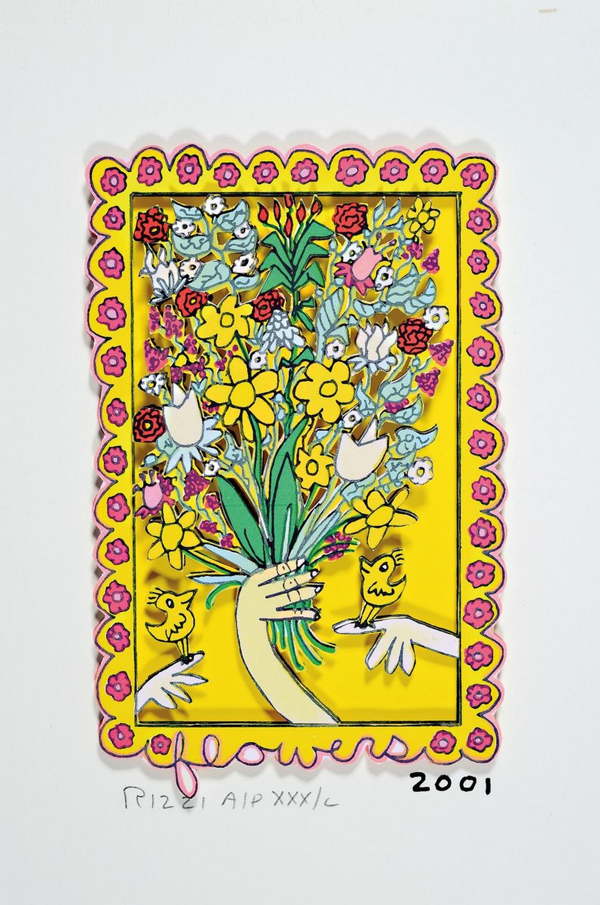Detail k: James Rizzi, 1950-2011, "Flowers", 3D-Konstruktion, handsign., num. A/P XXX/L, ca. 23x16 cm