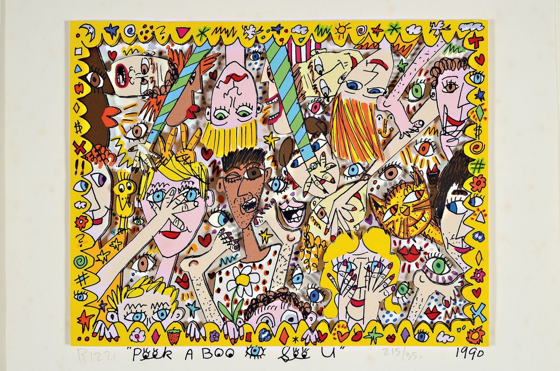 Detail k: James Rizzi, 1950-2011, "Peek A Boo..", 3D-Konstruktion, handsign., num. 215/350, dat. 1990, ca. 23x27 cm, stockfleckig,