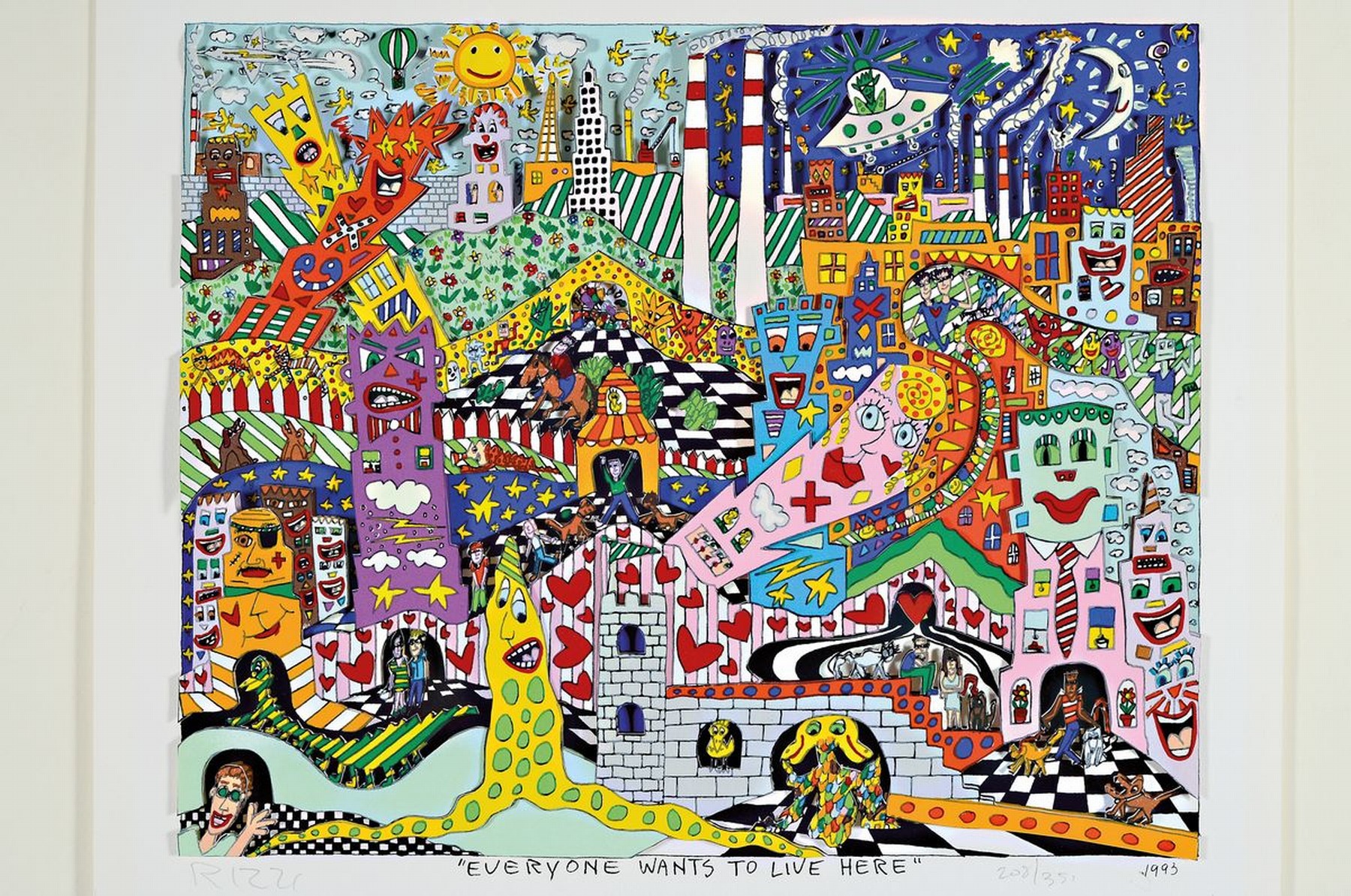Detail k: James Rizzi, 1950-2011, "Everyone wants to live here", 3D-Konstruktion, handsign., num. 208/350, dat. 1993, ca. 32x35 cm