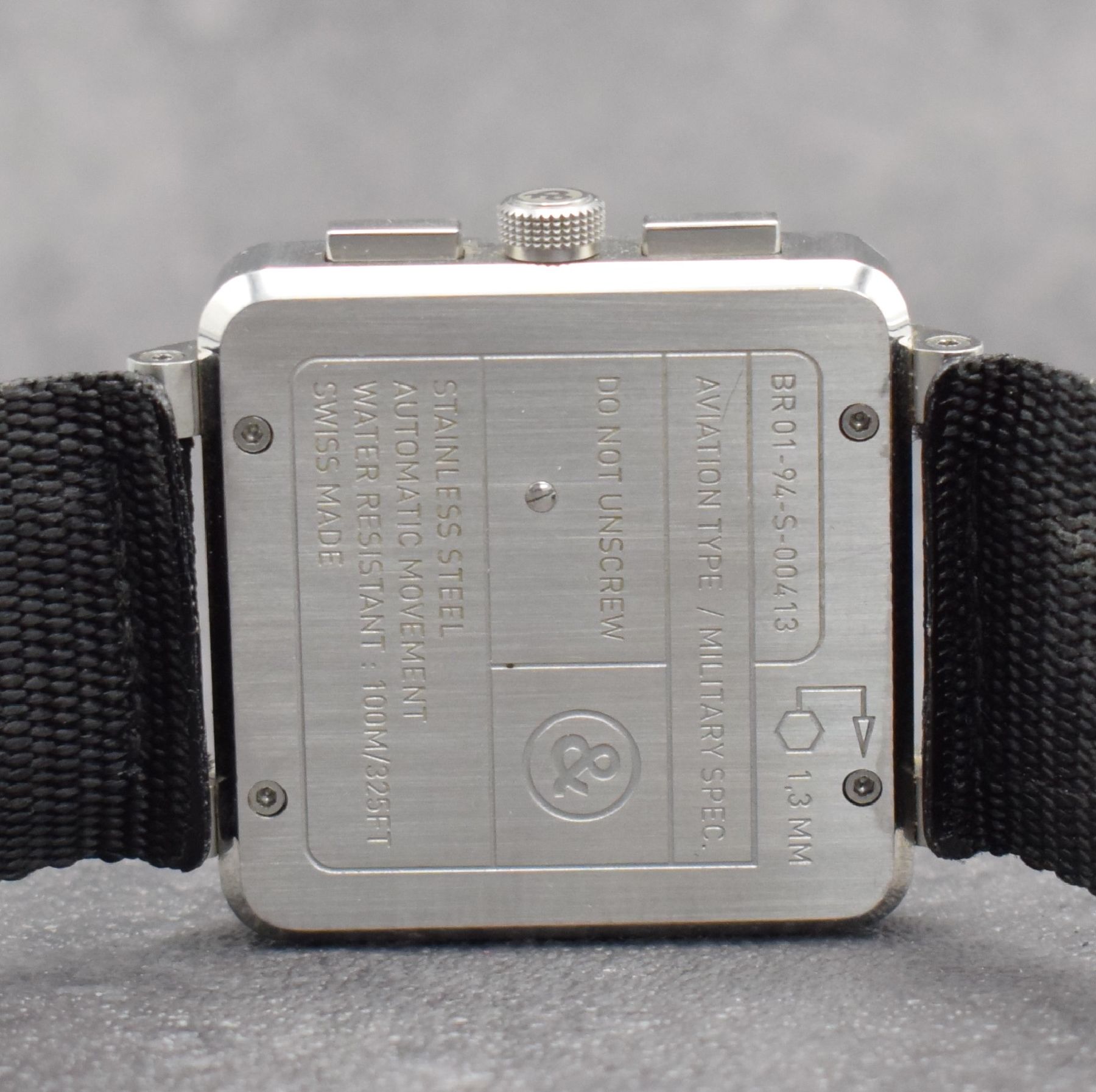 Detail f: BELL & ROSS Herrenarmbanduhr mit Chronograph, Schweiz um 2010, Automatik, Ref. BR 01-94- S, Edelstahlgeh., Textilbd. (zu ers.) m. orig. Dornschl., ...