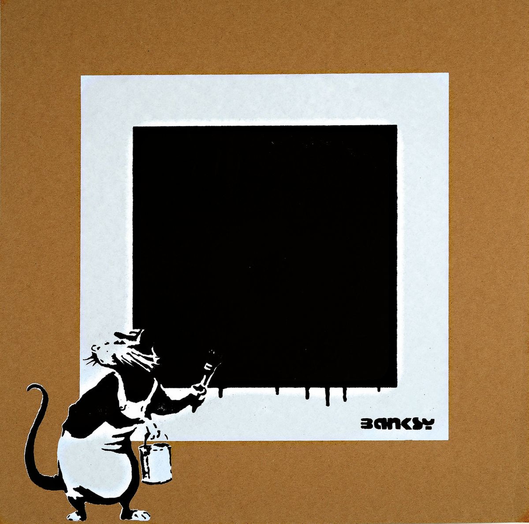 Not by Banksy by Not Not Banksy, Konvolut aus 3 Werken, Titel: "Rat with Black Square, Pink Bunny with black Square, Black Square, je verso ...