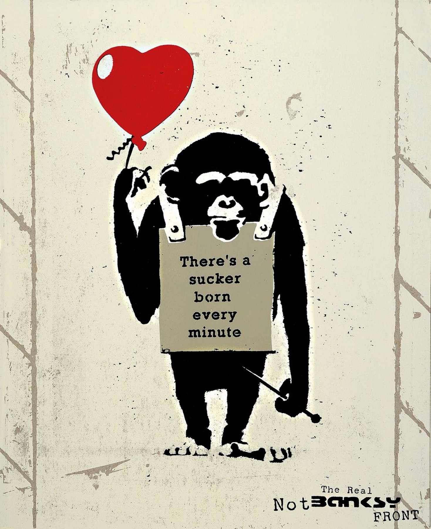 Not By Banksy by the real not Banksy, "True Love fake Art Suckers", Siebdruck/Karton, verso sign., Stempel, num. 51/500, ca. 55x45 cm, ...
