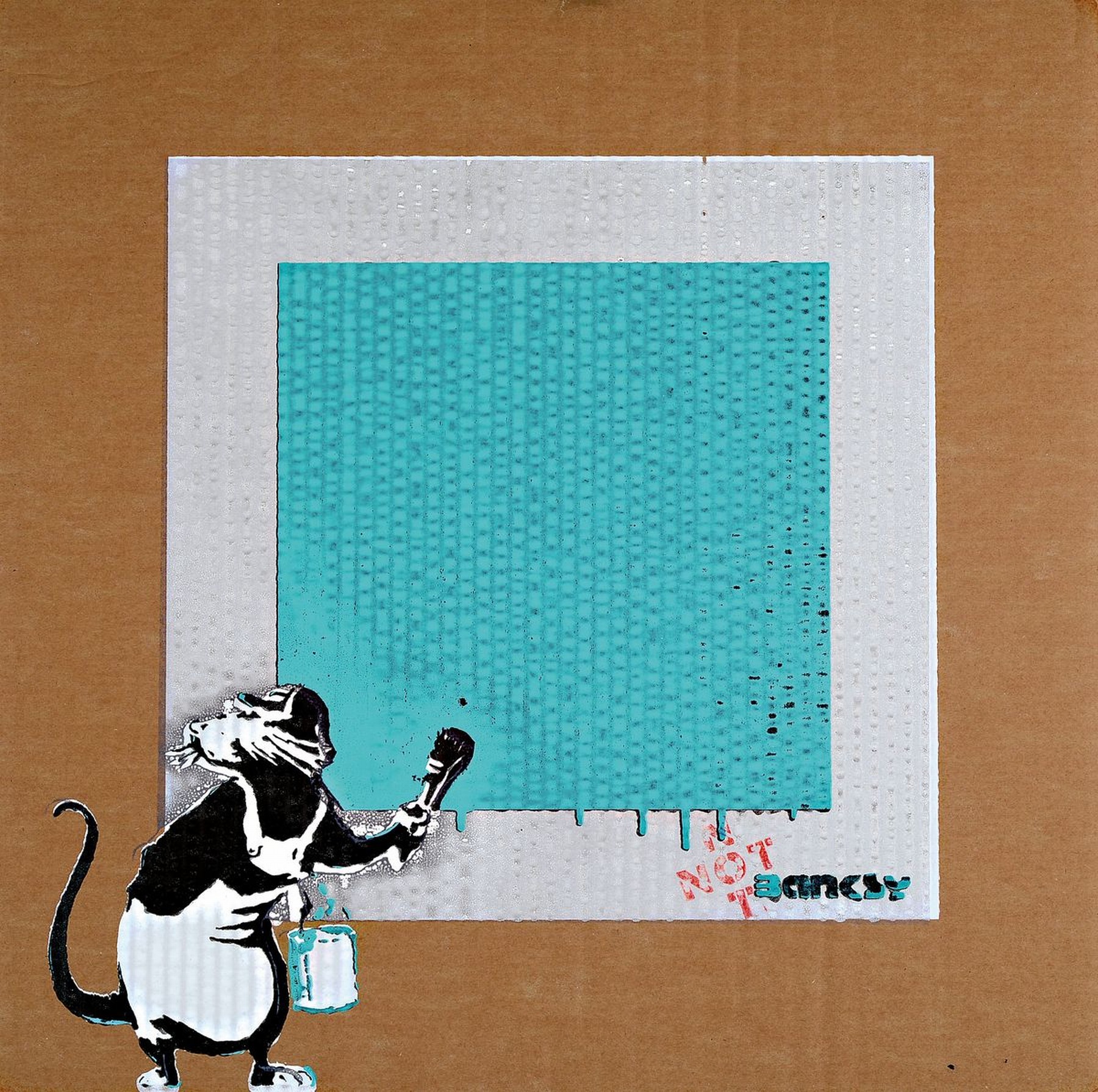 Not by Banksy by Not Not Banksy, " Rat with not Black Square", Siebdruck/Karton, verso sign., num. 36/59, stempel, ca. 42x42 cm, Zertifikat ...