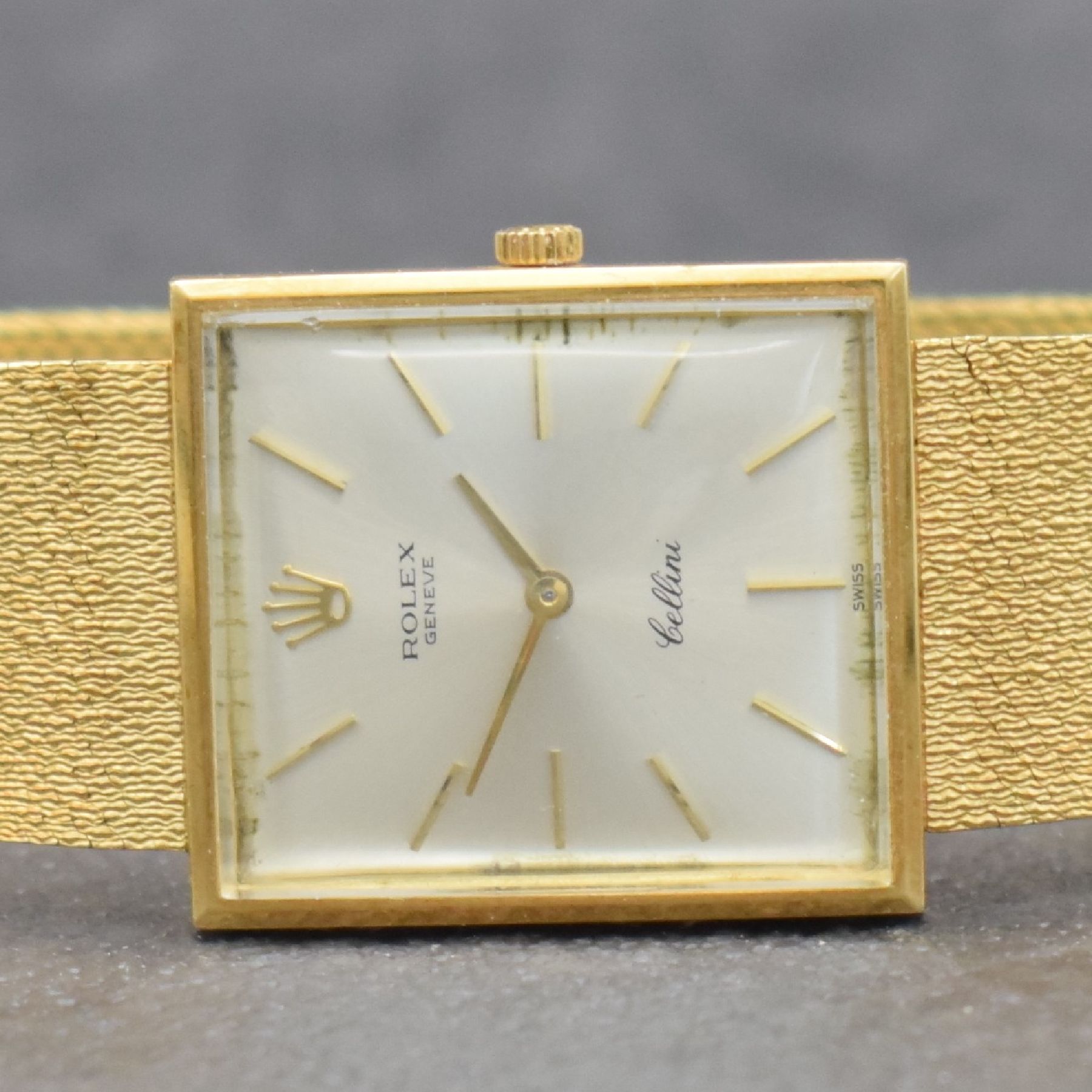 Detail a: ROLEX Cellini Damenarmbanduhr in GG 750/000, Schweiz um 1965, Handaufzug, Ref. 3603J, Boden aufgedr., Milanaiseband in GG 750/000 besch., silb. ...