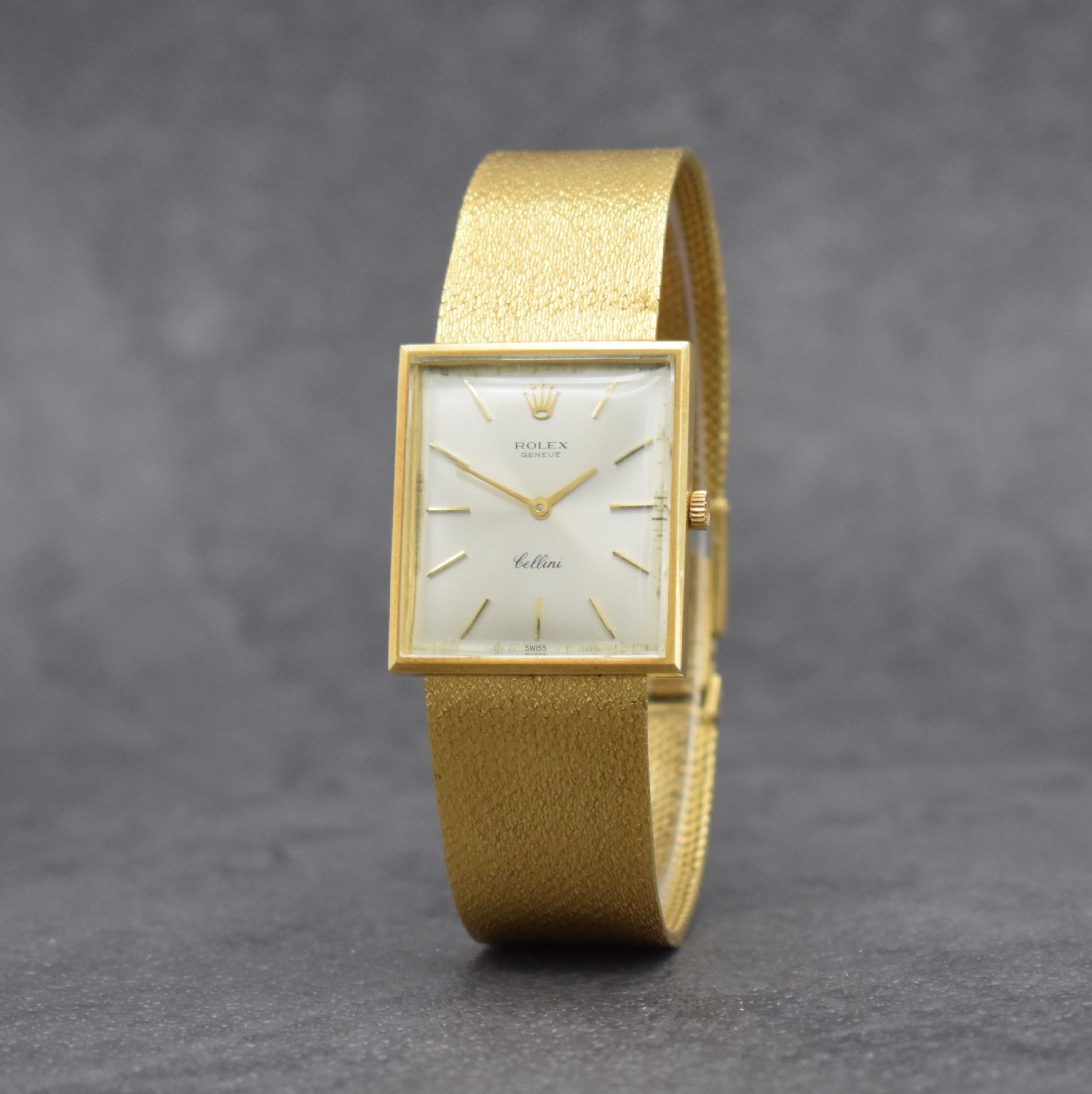 Detail b: ROLEX Cellini Damenarmbanduhr in GG 750/000, Schweiz um 1965, Handaufzug, Ref. 3603J, Boden aufgedr., Milanaiseband in GG 750/000 besch., silb. ...