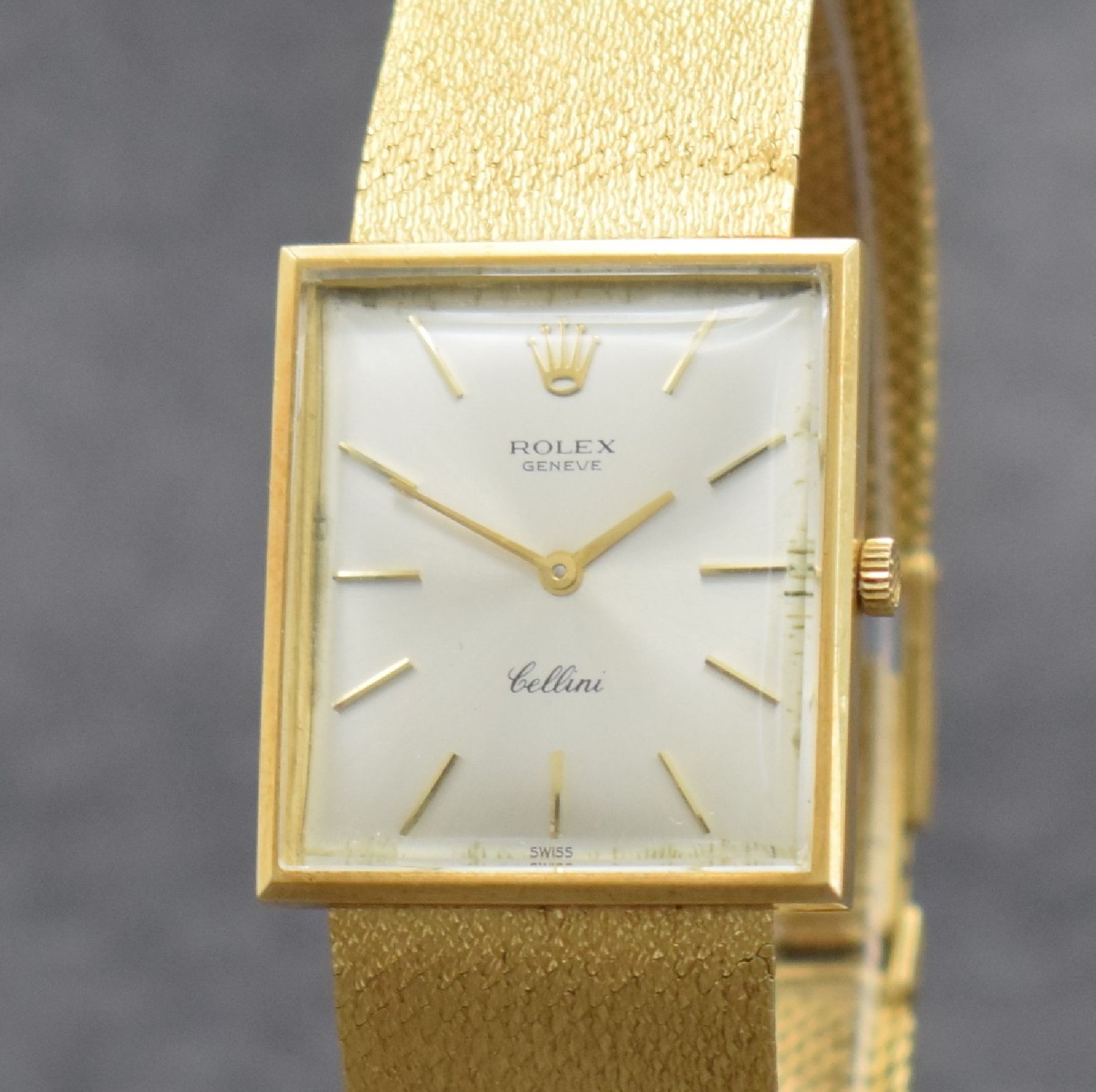 Detail c: ROLEX Cellini Damenarmbanduhr in GG 750/000, Schweiz um 1965, Handaufzug, Ref. 3603J, Boden aufgedr., Milanaiseband in GG 750/000 besch., silb. ...
