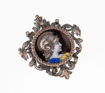 26230245a - LIMOGES brooch, France approx. 1890
