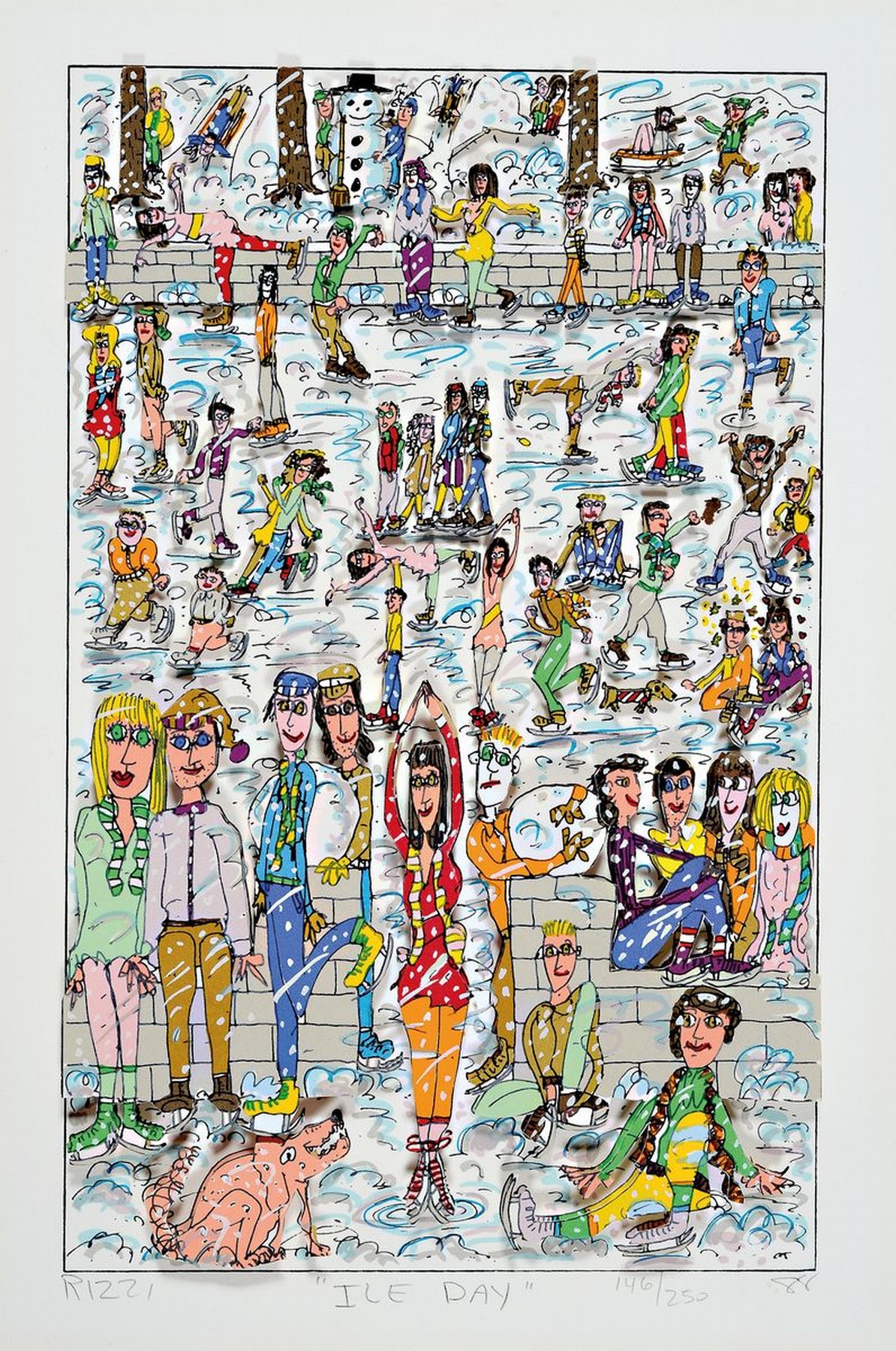 Detail k: James Rizzi, 1950-2011, "ICE DAY", 3D-Konstruktion, handsign., dat. 146/250, num. 88, ca. 35x25 cm
