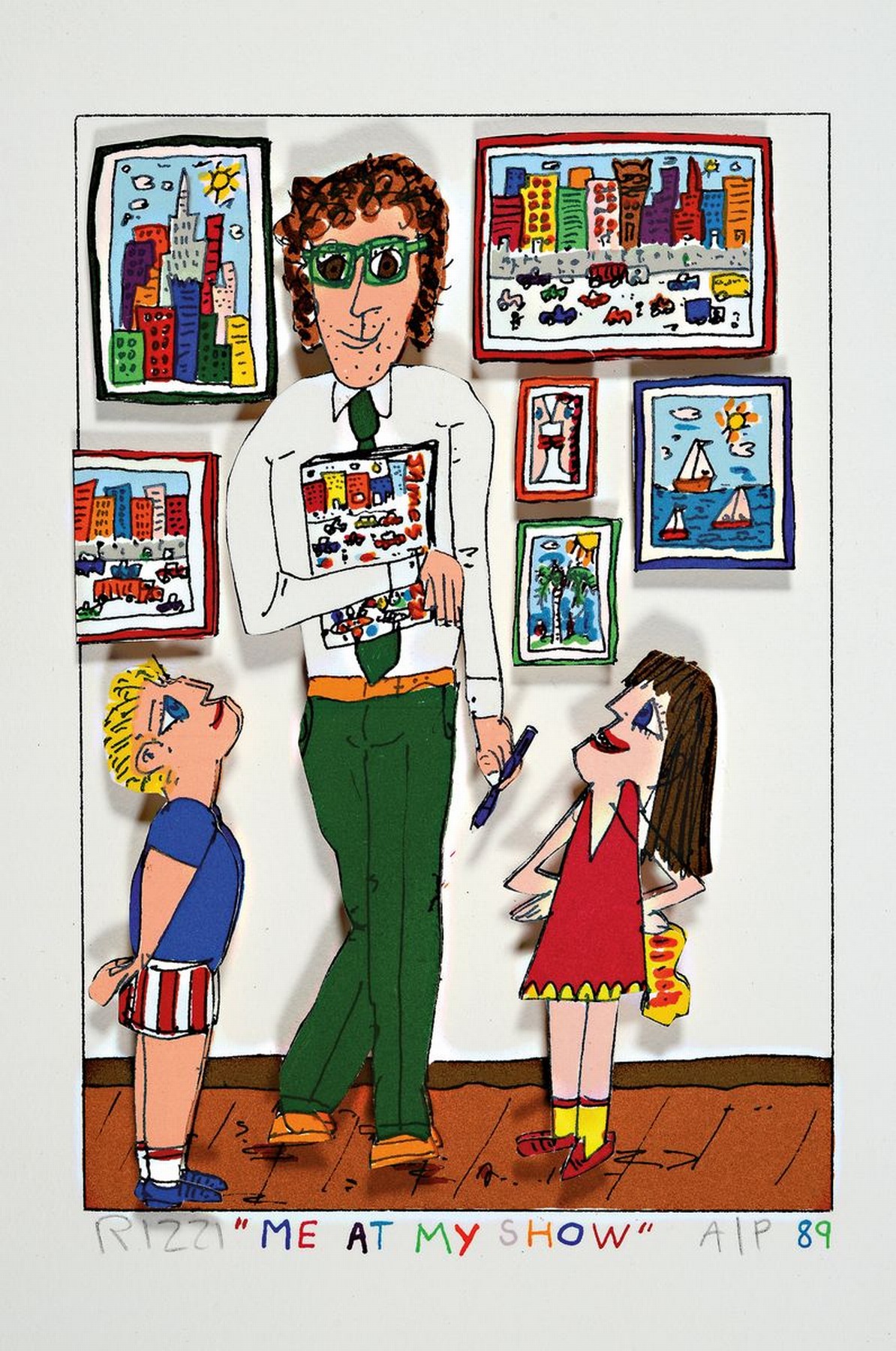 Detail k: James Rizzi, 1950-2011, "Me at my show", 3D-Konstruktion, handsign., num. A/P, dat. 89,ca. 23x16 cm