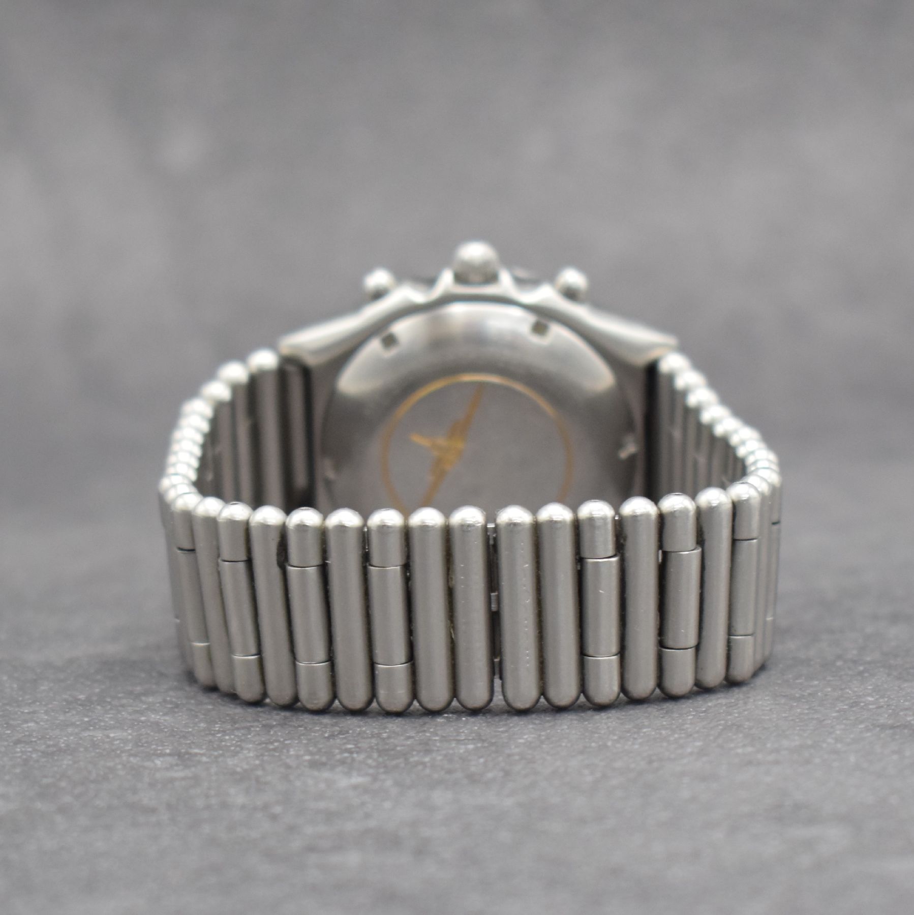 Detail d: BREITLING Chronomat Herrenarmbanduhr in Stahl mit Chronograph, Schweiz um 1990, Ref. 81950, Boden & Krone verschr., Roleauxband m. dopp. Faltschl., ...