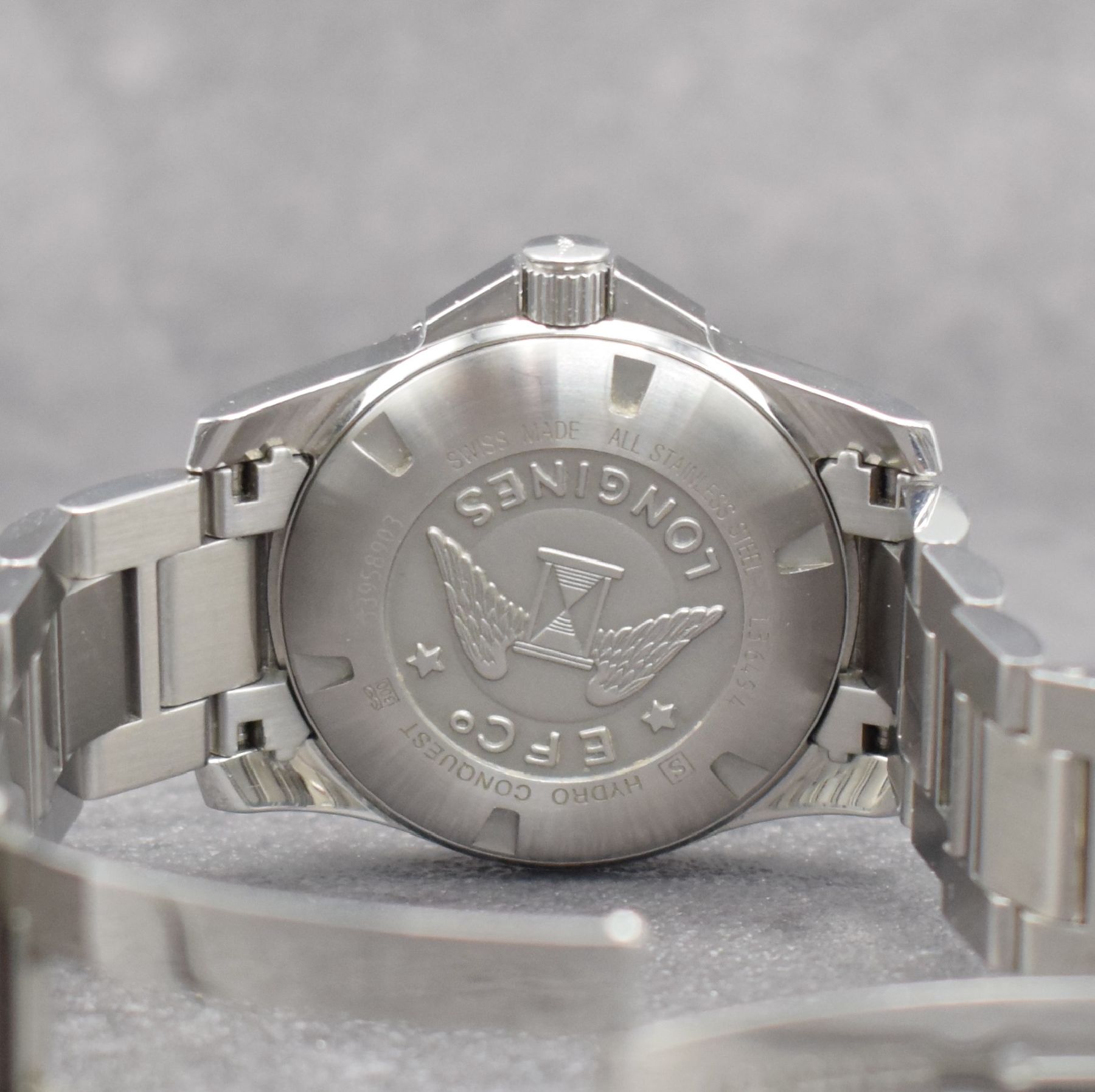 Detail f: LONGINES Armbanduhr Hydro Conquest, Automatik, Ref. L3.649.4, Edelstahlgeh. inkl. Gliederband m. Faltschl. & Tauchverlängerung, Boden & Krone ...