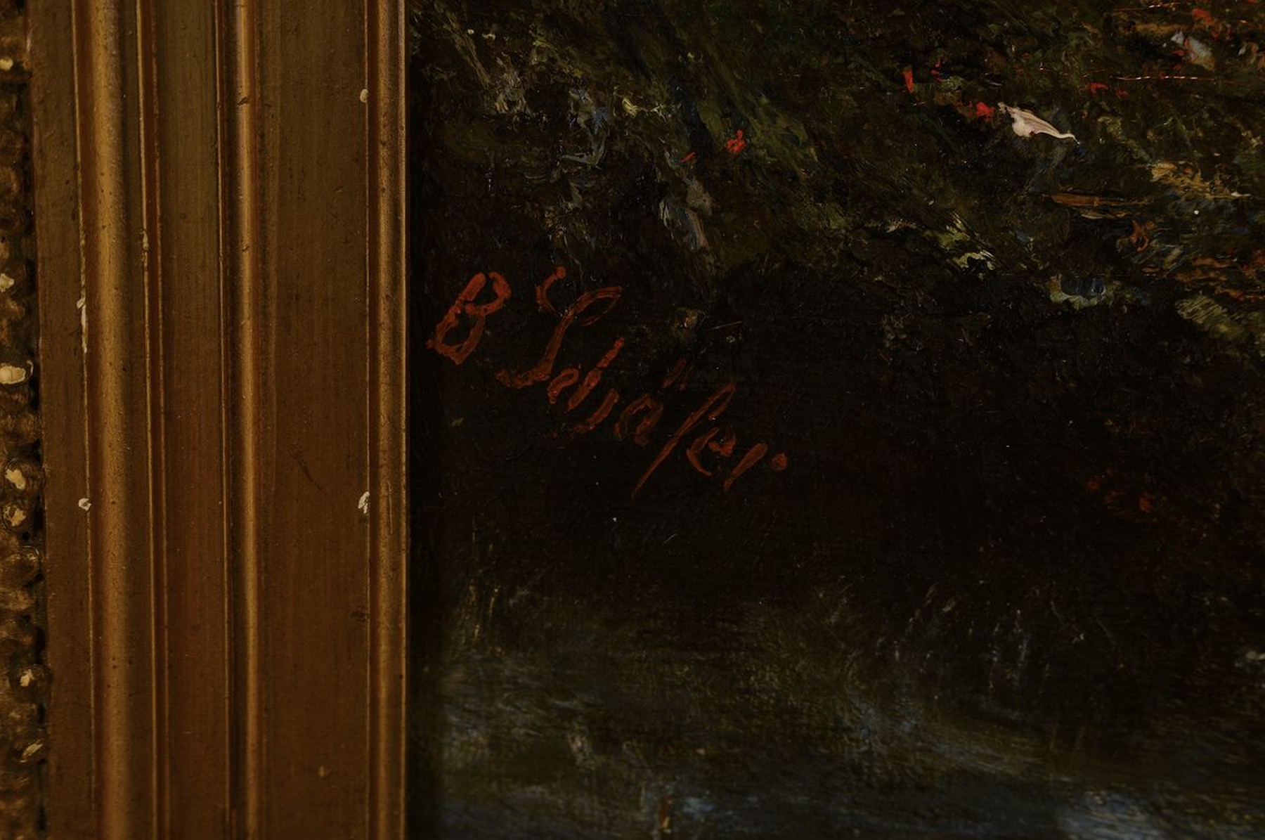 Detail a: Unbekannter Künstler, um 1880/90, Boote vor Küstenlandschaft, Öl/Lwd, unsigniert, ca. 30 x 40 cm, Prunkrahmen l. best., ca. 49 x 59 cm