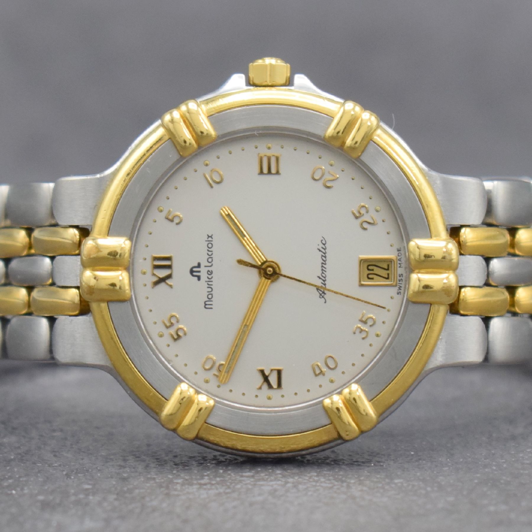 Detail a: MAURICE LACROIX Herrenarmbanduhr Modell Calypso, Schweiz um 2000, Automatik, beids. vergl. Stahlgeh. z. T. verg., Boden aufgedr., Krone verschr., ...