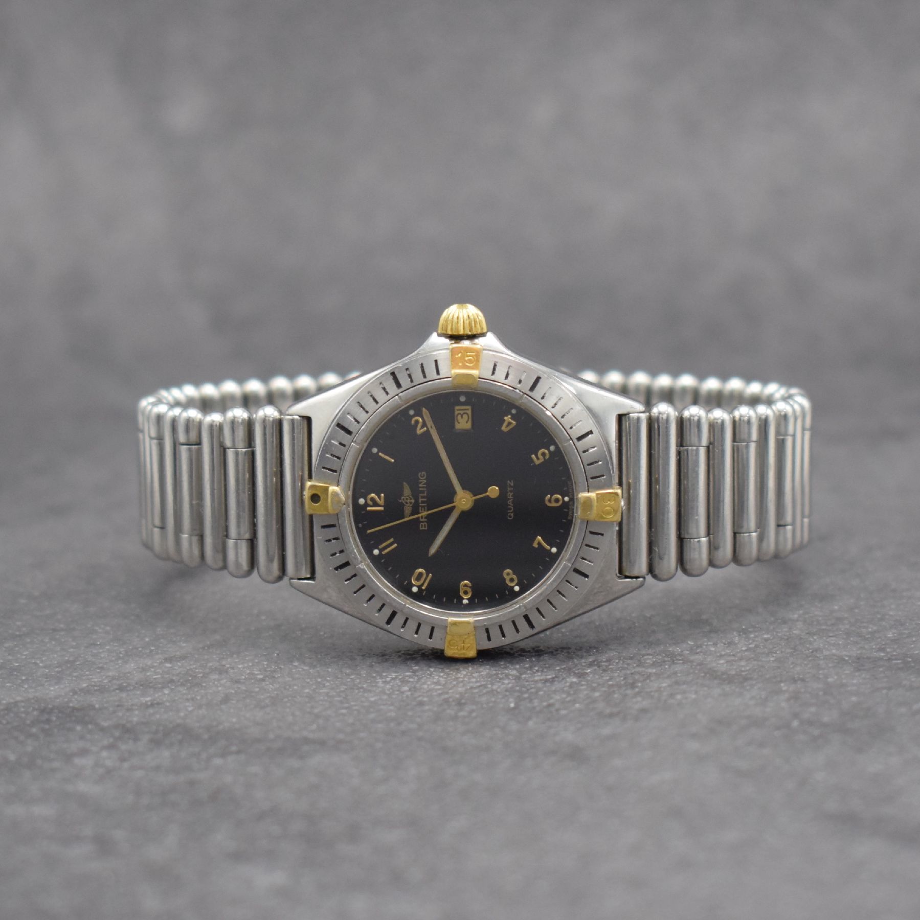 BREITLING Damenarmbanduhr Callisto, Schweiz um 1990, quarz, Ref. 80510, Edelstahl/Gold komb. inkl. Roleauxband m. dopp. Faltschl., Boden & Krone (zu ...