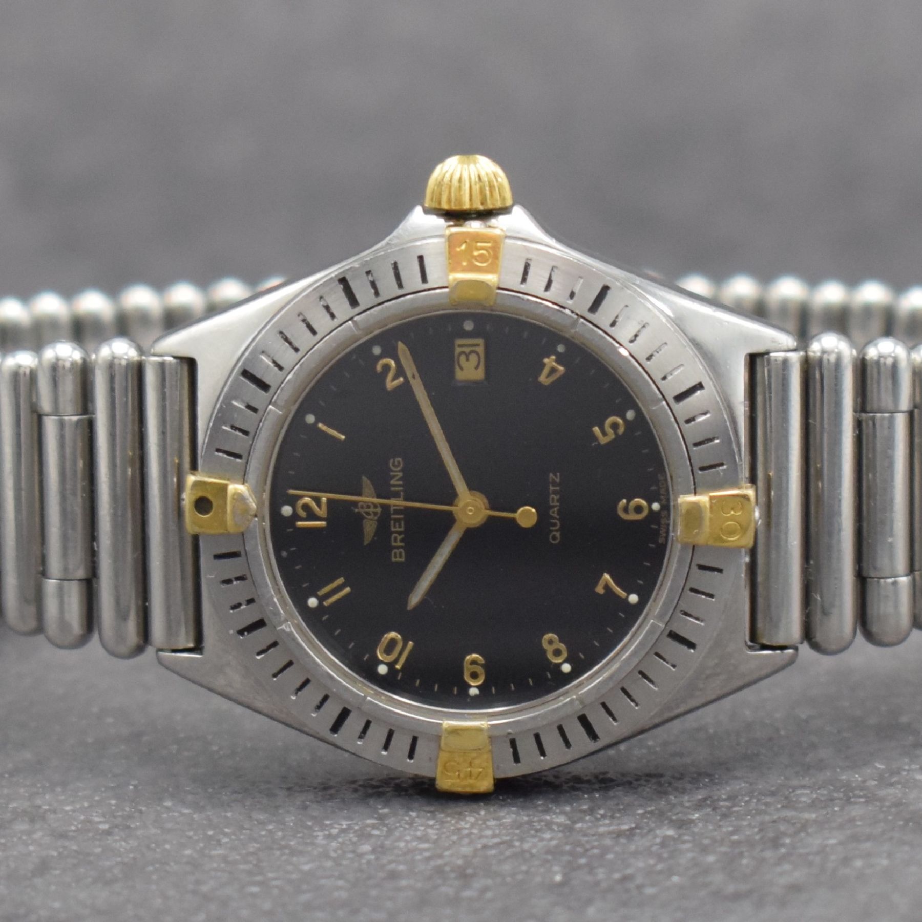 Detail a: BREITLING Damenarmbanduhr Callisto, Schweiz um 1990, quarz, Ref. 80510, Edelstahl/Gold komb. inkl. Roleauxband m. dopp. Faltschl., Boden & Krone (zu ...