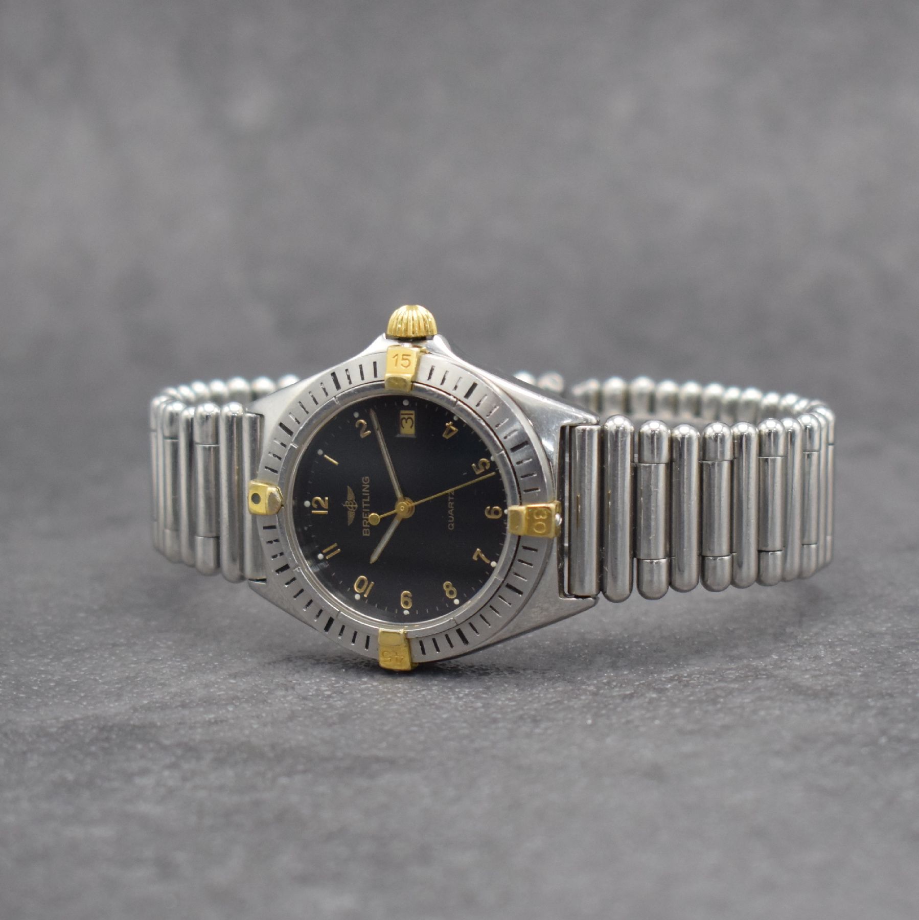 Detail b: BREITLING Damenarmbanduhr Callisto, Schweiz um 1990, quarz, Ref. 80510, Edelstahl/Gold komb. inkl. Roleauxband m. dopp. Faltschl., Boden & Krone (zu ...