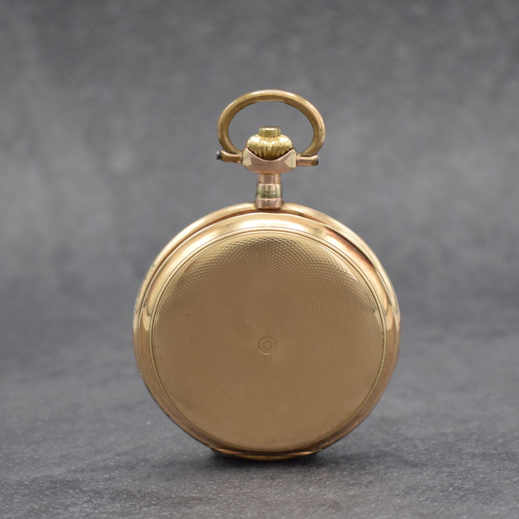 Detail c: SYSTEME GLASHÜTTE Savonette in RG 585/000, Schweiz um 1900, 2-Deckel Goldgeh. dell., Sprungdeckel m. Monogramm, Emailzifferbl. m. arab. Zahlen ...