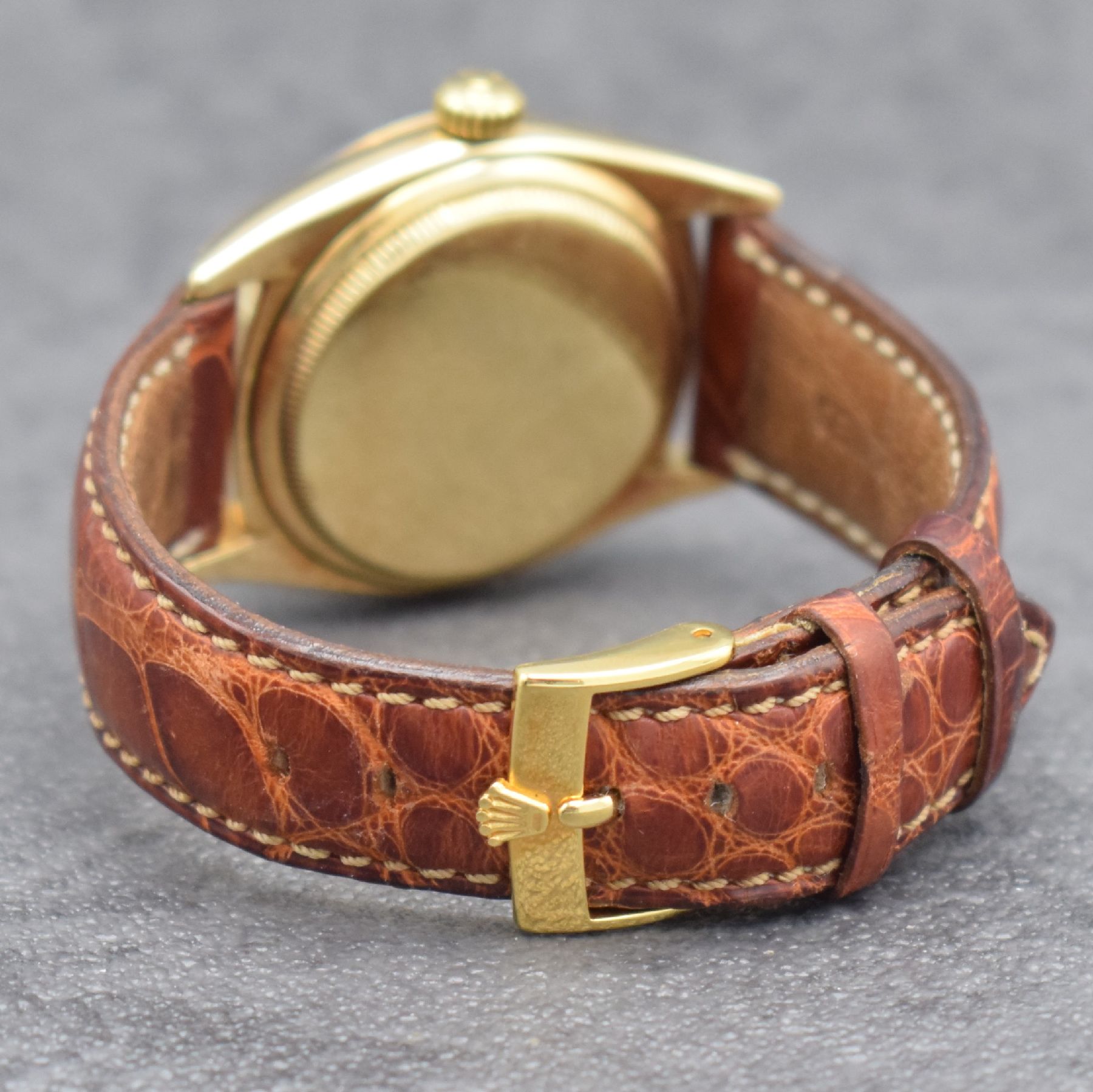 Detail g: ROLEX seltene Herrenarmbanduhr Oyster Perpetual Datejust Referenz 6305 in GG 585/000, Automatik, Schweiz um 1957, Chronometer der Superlative, ...