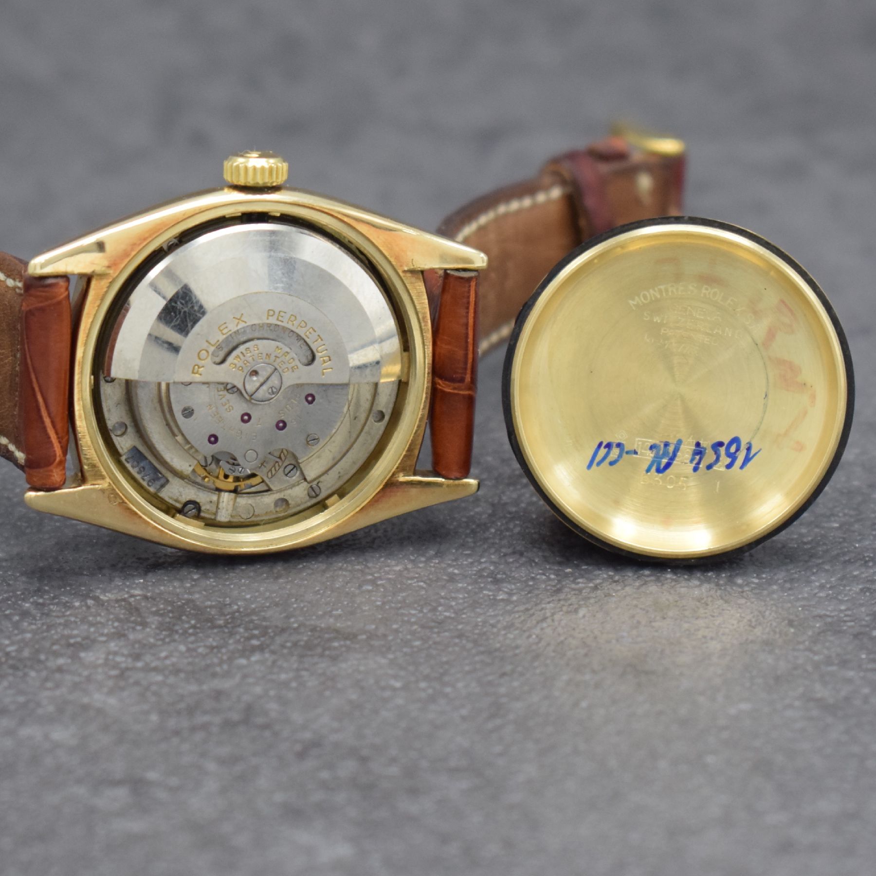 Detail h: ROLEX seltene Herrenarmbanduhr Oyster Perpetual Datejust Referenz 6305 in GG 585/000, Automatik, Schweiz um 1957, Chronometer der Superlative, ...