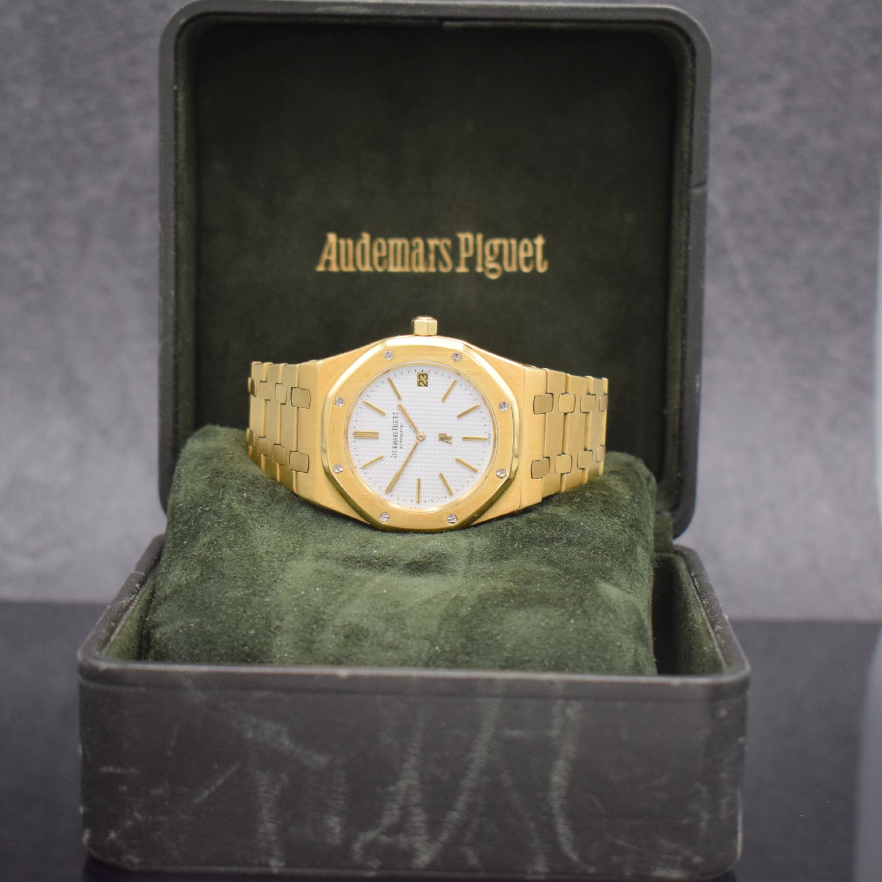 Detail h: AUDEMARS PIGUET hochfeine & extrem seltene Herrenarmbanduhr Modell Royal Oak sog. JUMBO Modell in GG 750/000, Automatik, B-Serie, Schweiz um 1979, ...