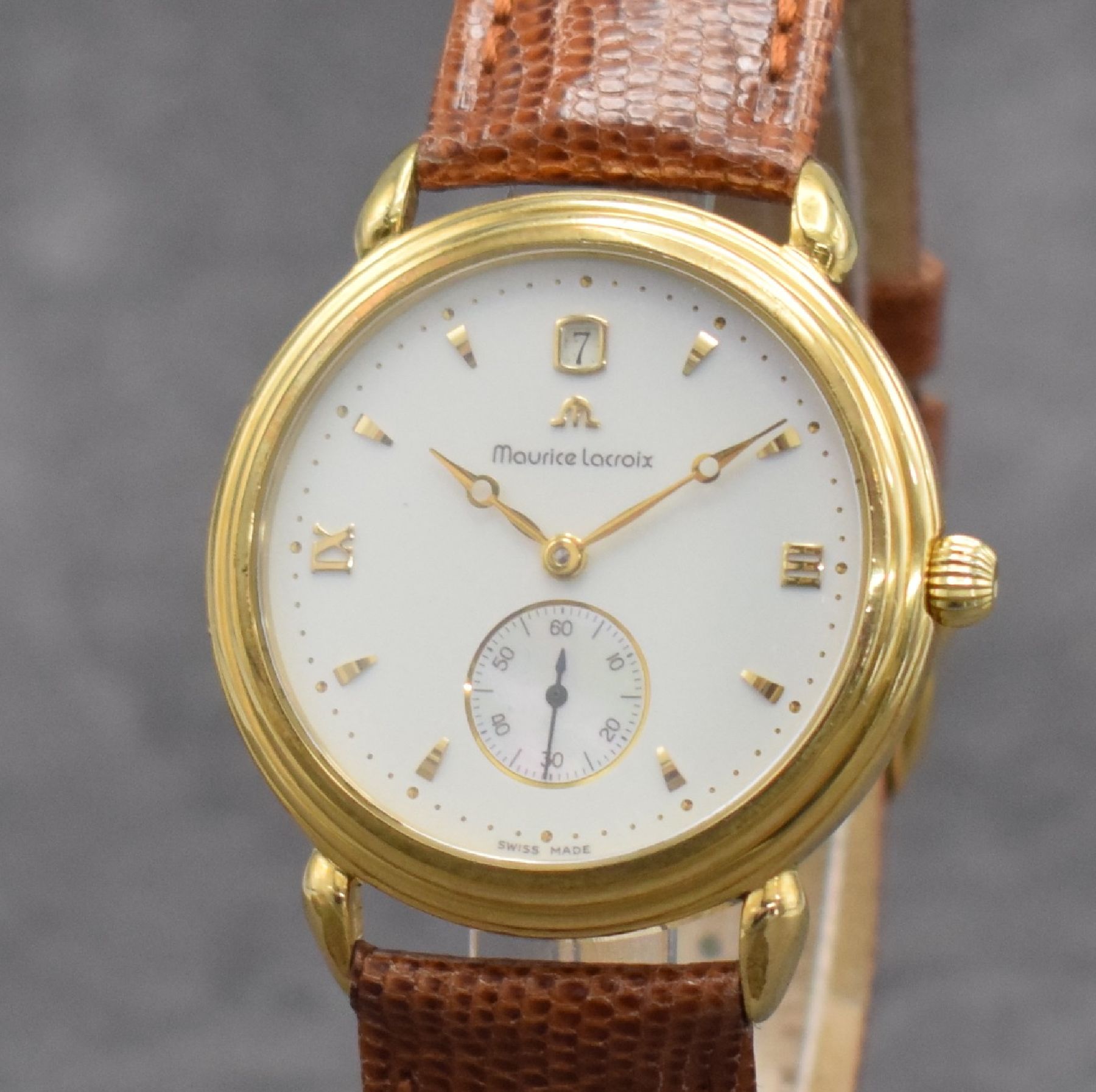 Detail c: MAURICE LACROIX Masterpiece limitierte Herrenarmbanduhr, Schweiz verk. lt. beil. Pap. 09/1993, Handaufzug, Ref. 93489, limitiert auf 1999 Stück, ...