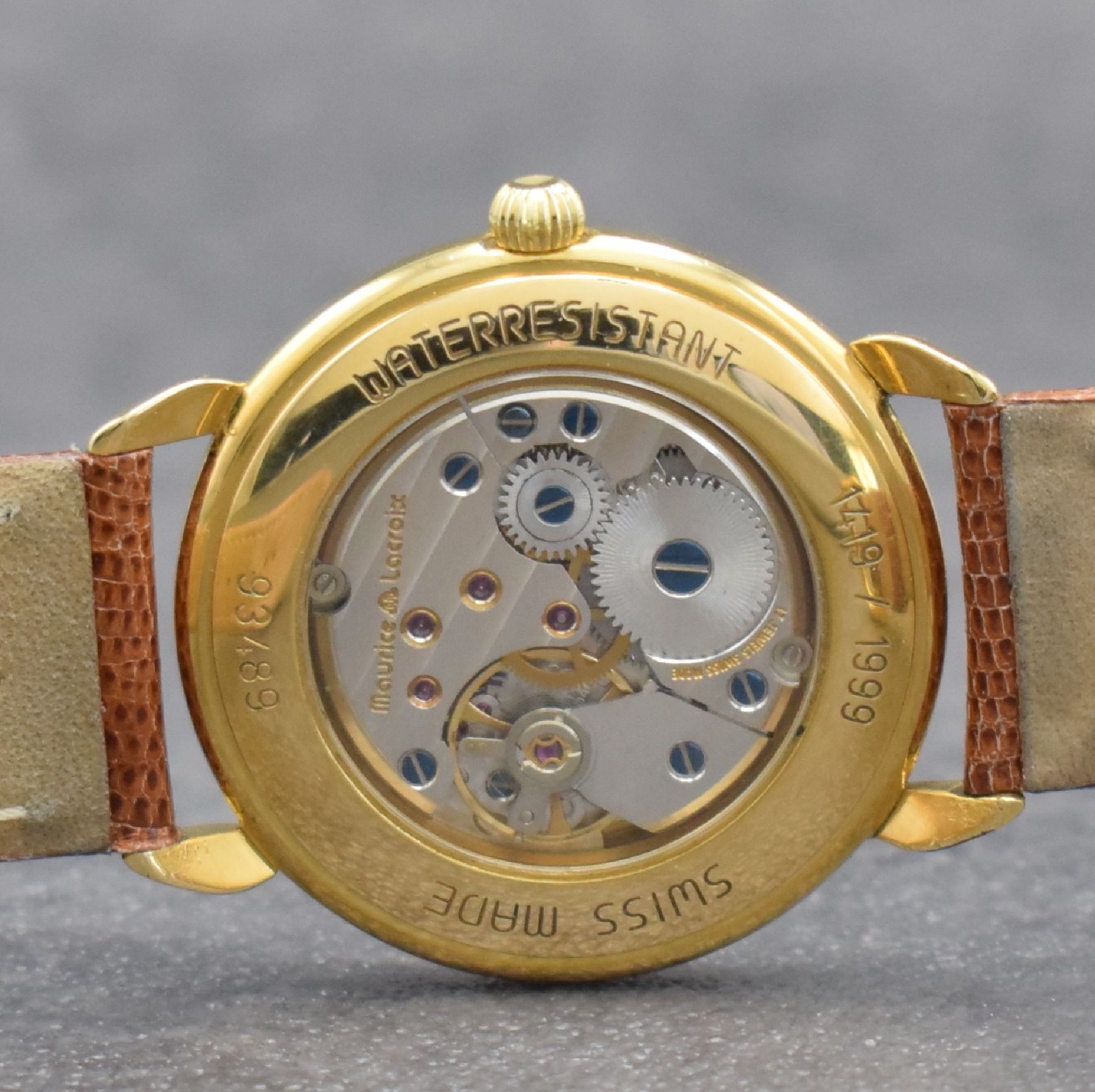 Detail d: MAURICE LACROIX Masterpiece limitierte Herrenarmbanduhr, Schweiz verk. lt. beil. Pap. 09/1993, Handaufzug, Ref. 93489, limitiert auf 1999 Stück, ...