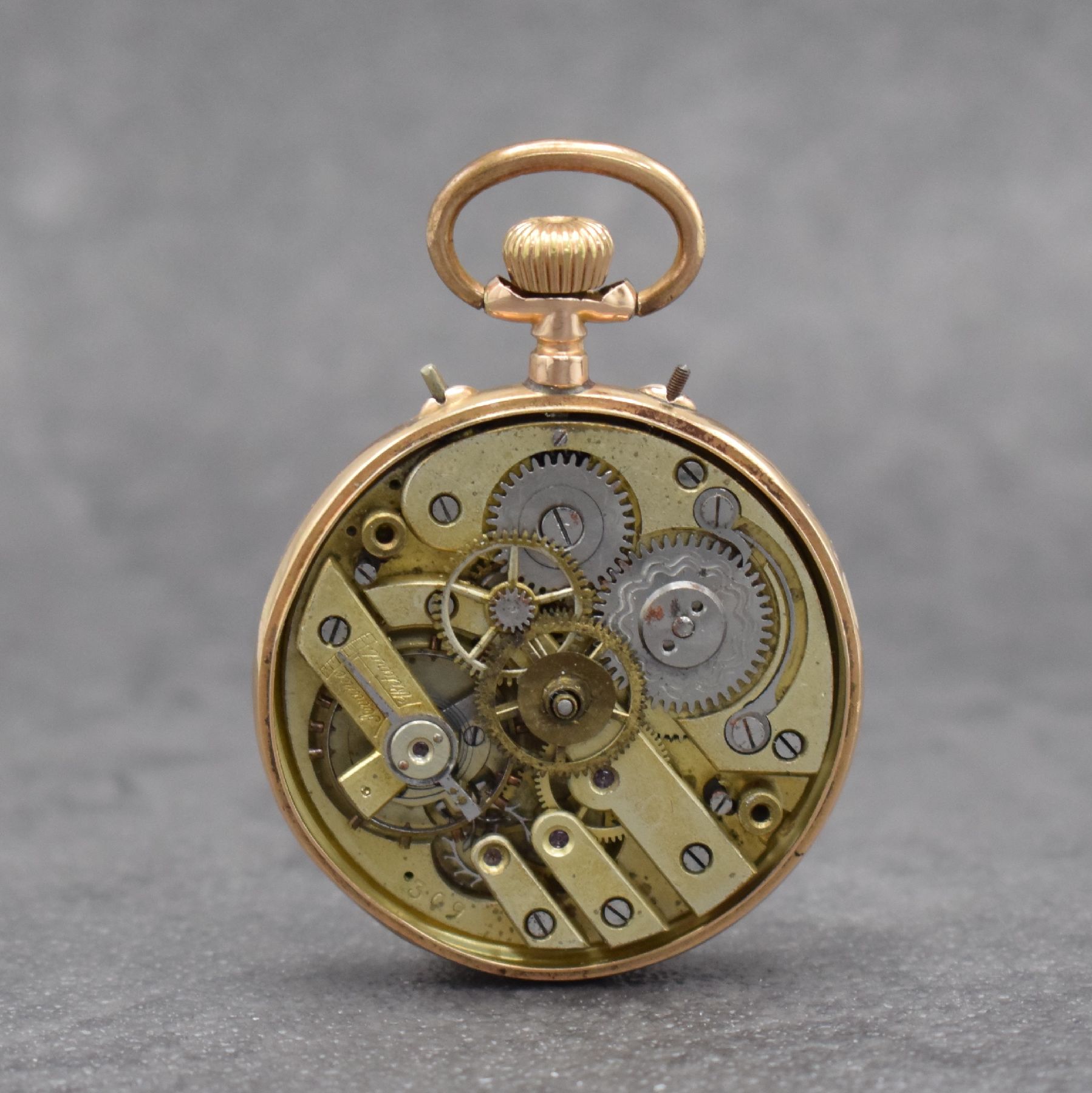 Detail c: EXCLUSIF seltene Taschenuhr mit beidseitiger Zeitanzeige in RG 585/000, Schweiz für den osmanischen Markt um 1900, 2 x Emailzifferbl. riss., 1x mit ...