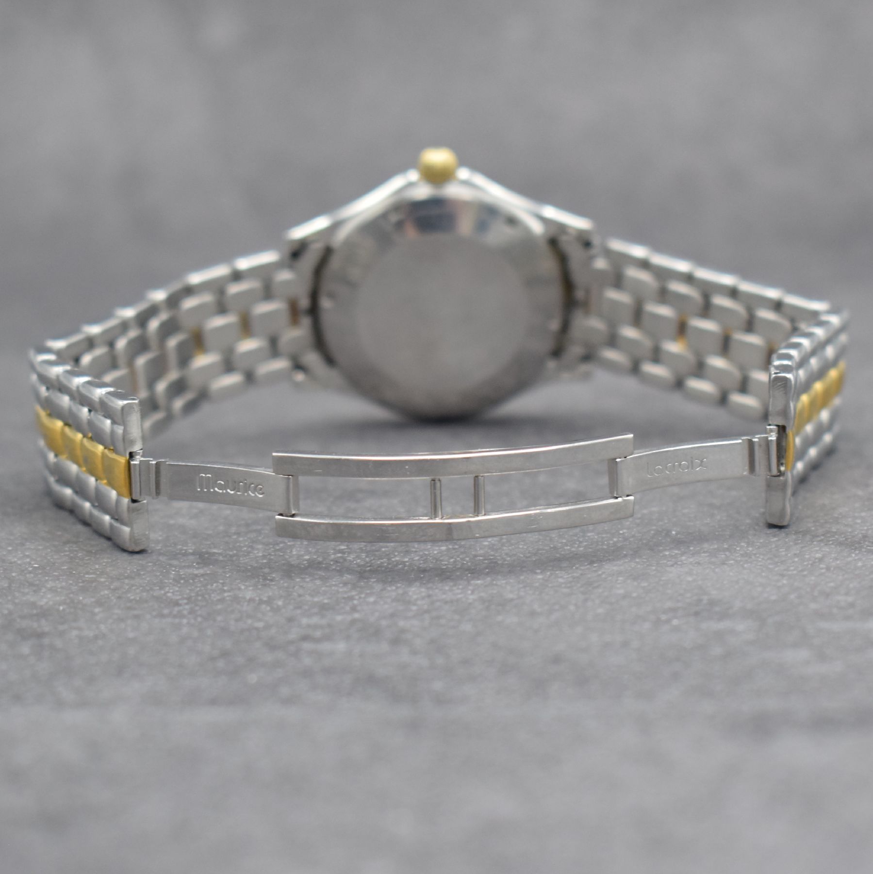 Detail d: MAURICE LACROIX Herrenarmbanduhr in Edelstahl/Gold, Schweiz verk. lt. beil. Pap. 03/1996, Automatik, Boden & Krone verschr., orig. Gliederband m. ...