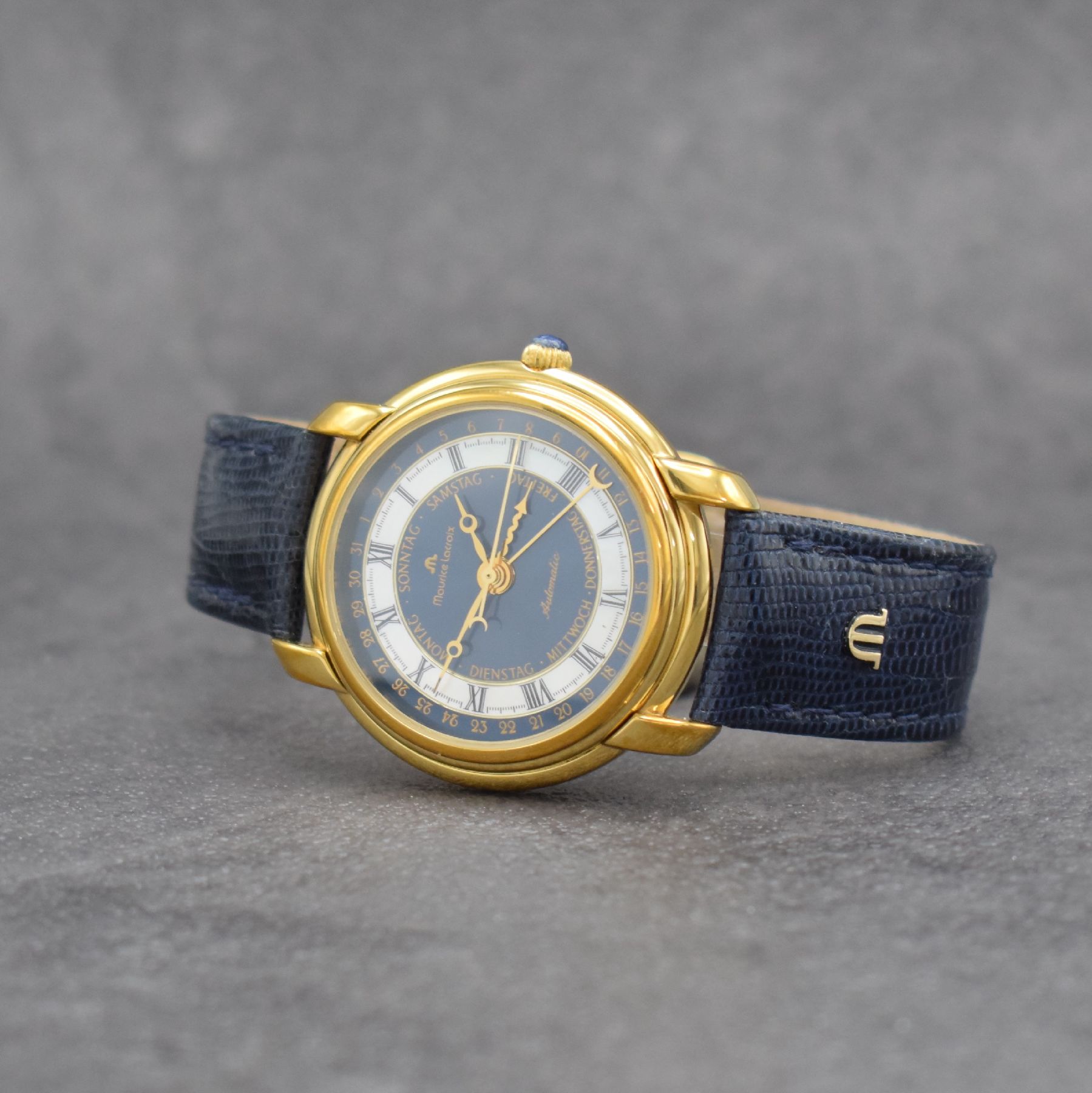 MAURICE LACROIX Masterpiece Herrenarmbanduhr, Schweiz um 2000, Automatik, Ref. 27294, verg. Geh. beids. vergl., Boden & Glasrand aufgedr., Maurice ...
