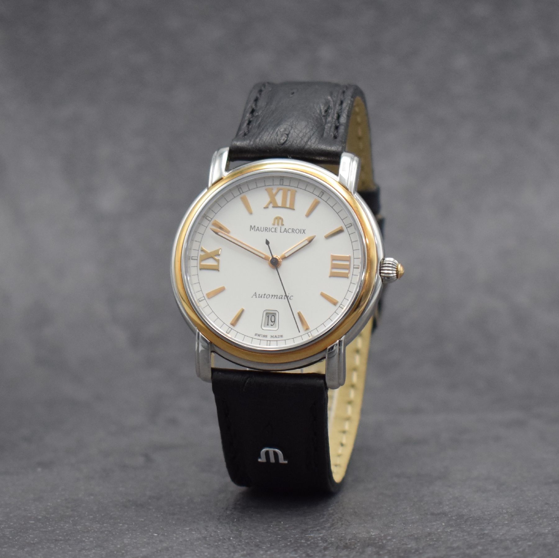 Detail b: MAURICE LACROIX Pontos Herrenarmbanduhr, Schweiz verk. lt. beil. Pap. 09/2003, Automatik, Ref. 68775, Edelstahlgeh. m. gedr. Boden, Maurice Lacroix ...