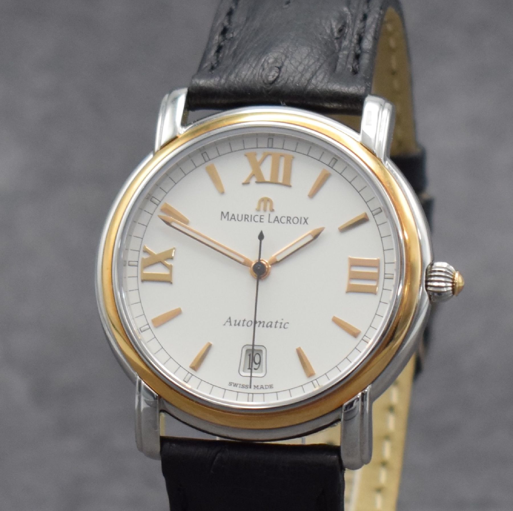 Detail c: MAURICE LACROIX Pontos Herrenarmbanduhr, Schweiz verk. lt. beil. Pap. 09/2003, Automatik, Ref. 68775, Edelstahlgeh. m. gedr. Boden, Maurice Lacroix ...