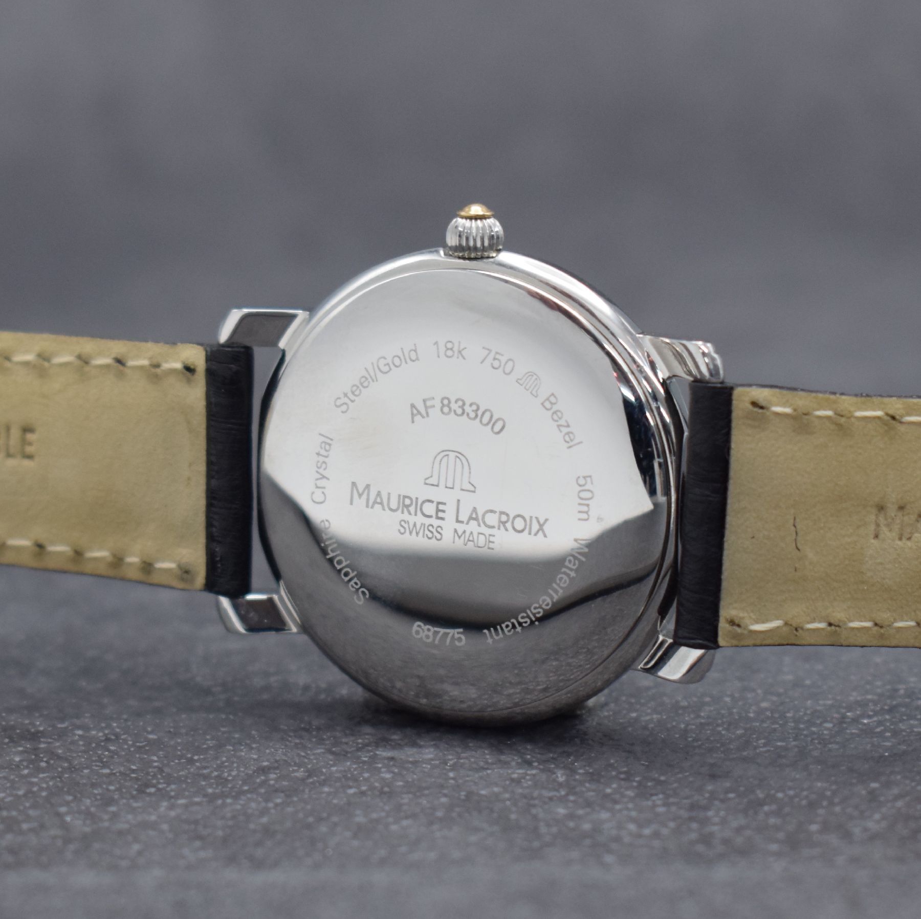 Detail d: MAURICE LACROIX Pontos Herrenarmbanduhr, Schweiz verk. lt. beil. Pap. 09/2003, Automatik, Ref. 68775, Edelstahlgeh. m. gedr. Boden, Maurice Lacroix ...