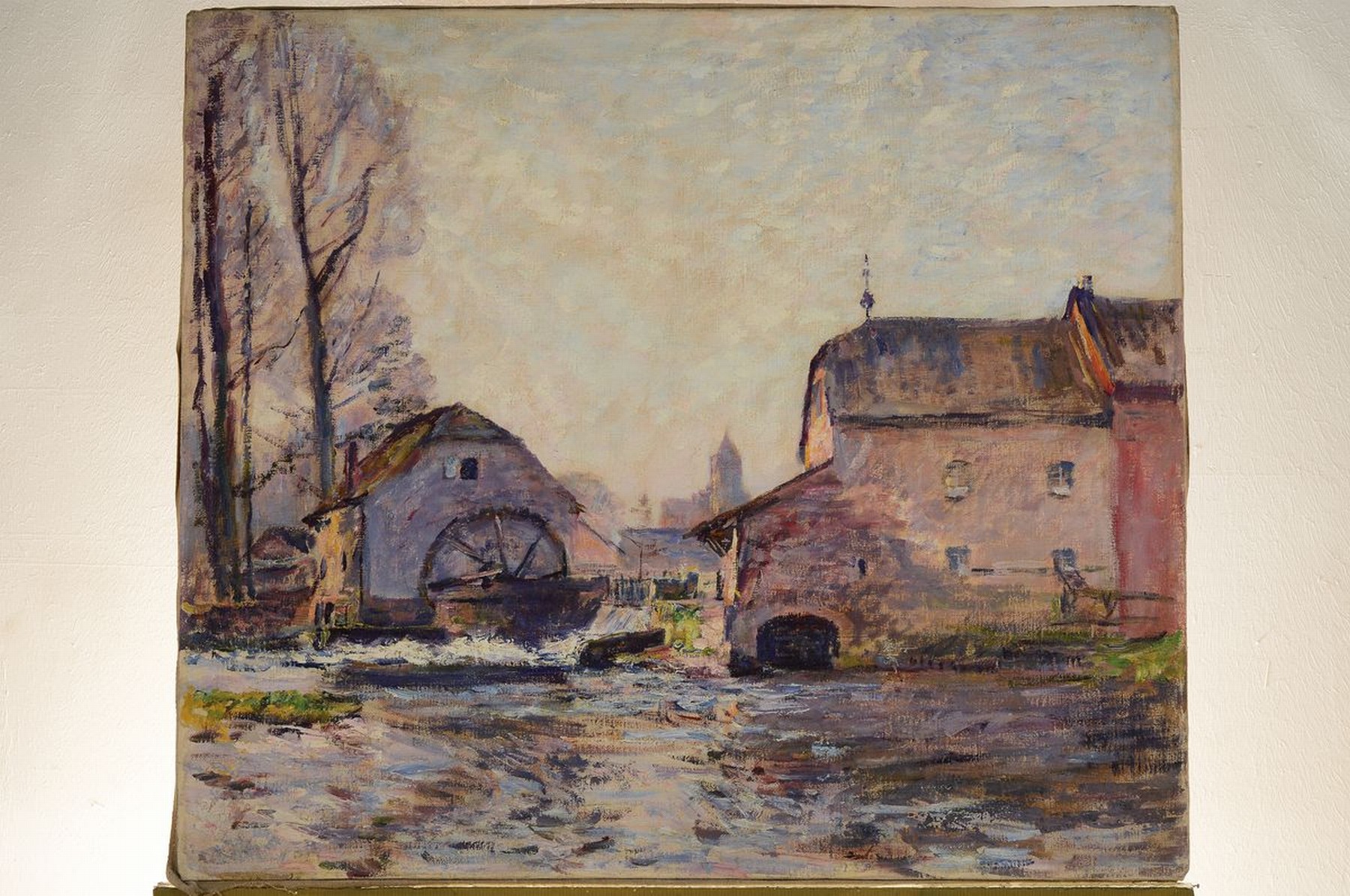 Detail k: Zuschreibung: Alfred Rasenberger, 1885-1948 Düsseldorf, Blick auf eine Mühle, Öl/Lwd, unsigniert, ca. 66x75cm
