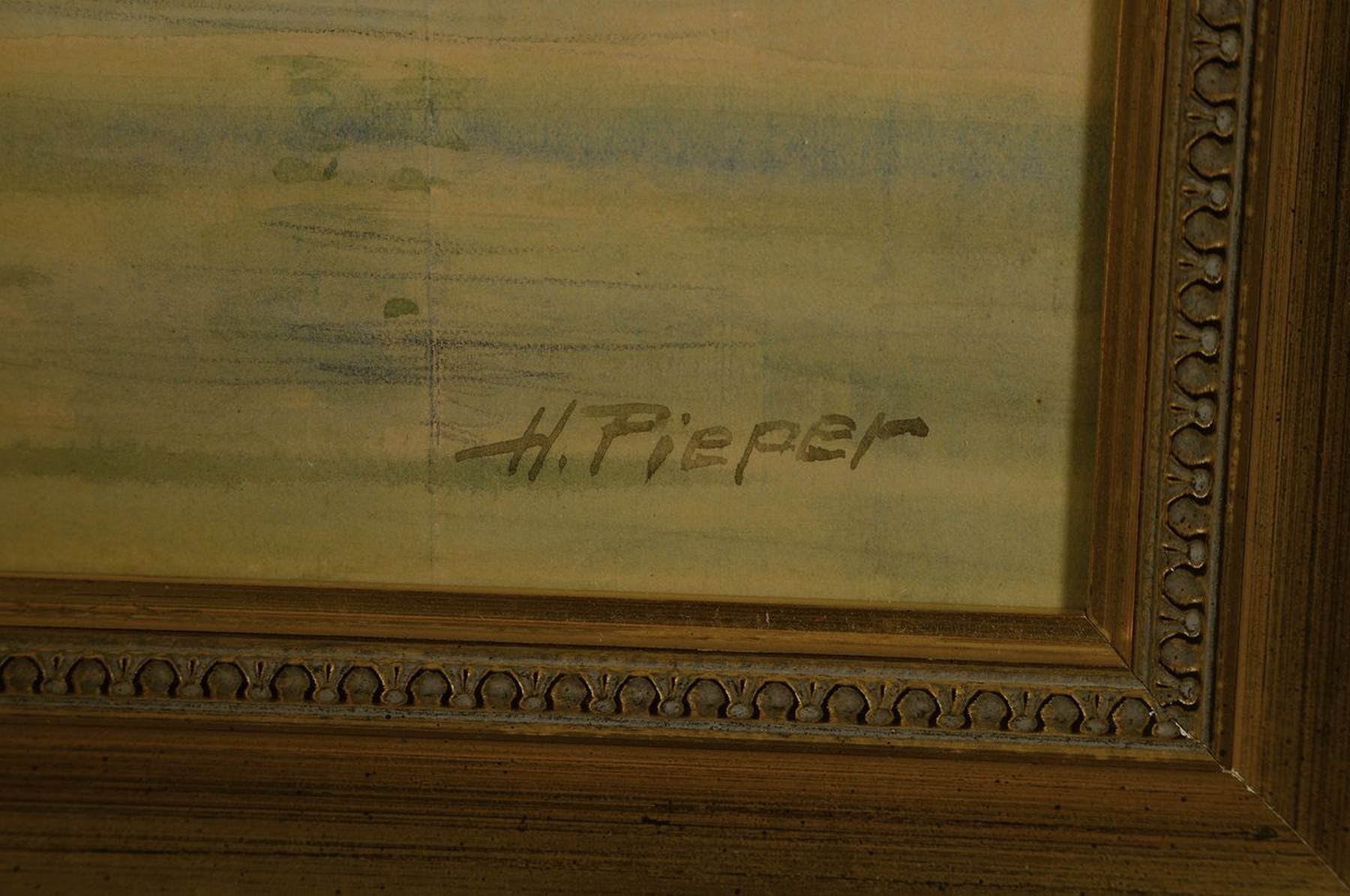Detail a: Heinrich Pieper, geb. 1889, Studium an der Akademie Berlin, hier: Ansicht von Wittenberg, Aquarell auf Papier, rechts unten signiert, ca. 32x47cm, ...