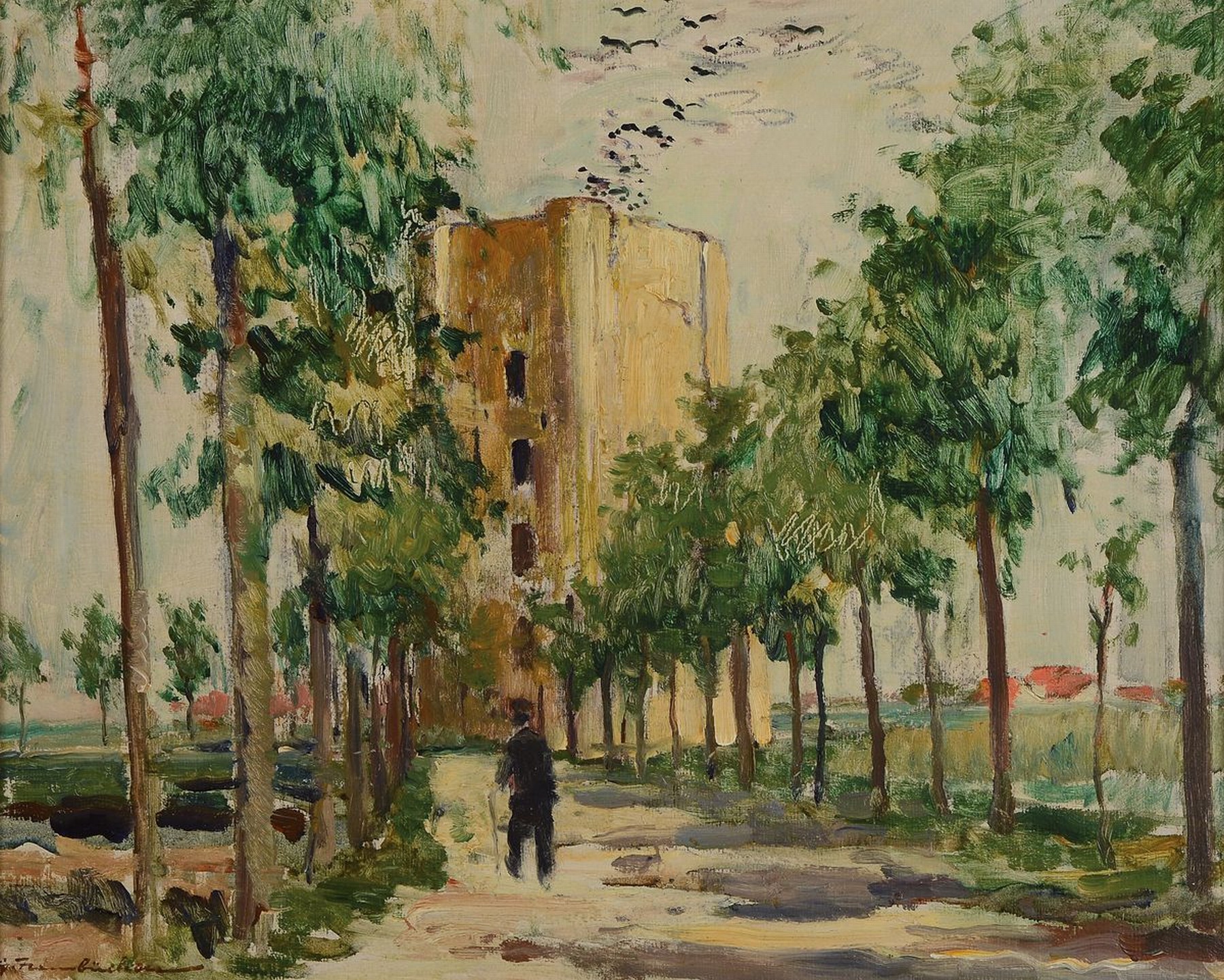 Georg Hambüchen, 1901-1971 Düsseldorf, Ansicht aus Nieupoort, Öl/Malkarton, links unten signiert, ca. 40x50cm, R. ca. 55x65cm