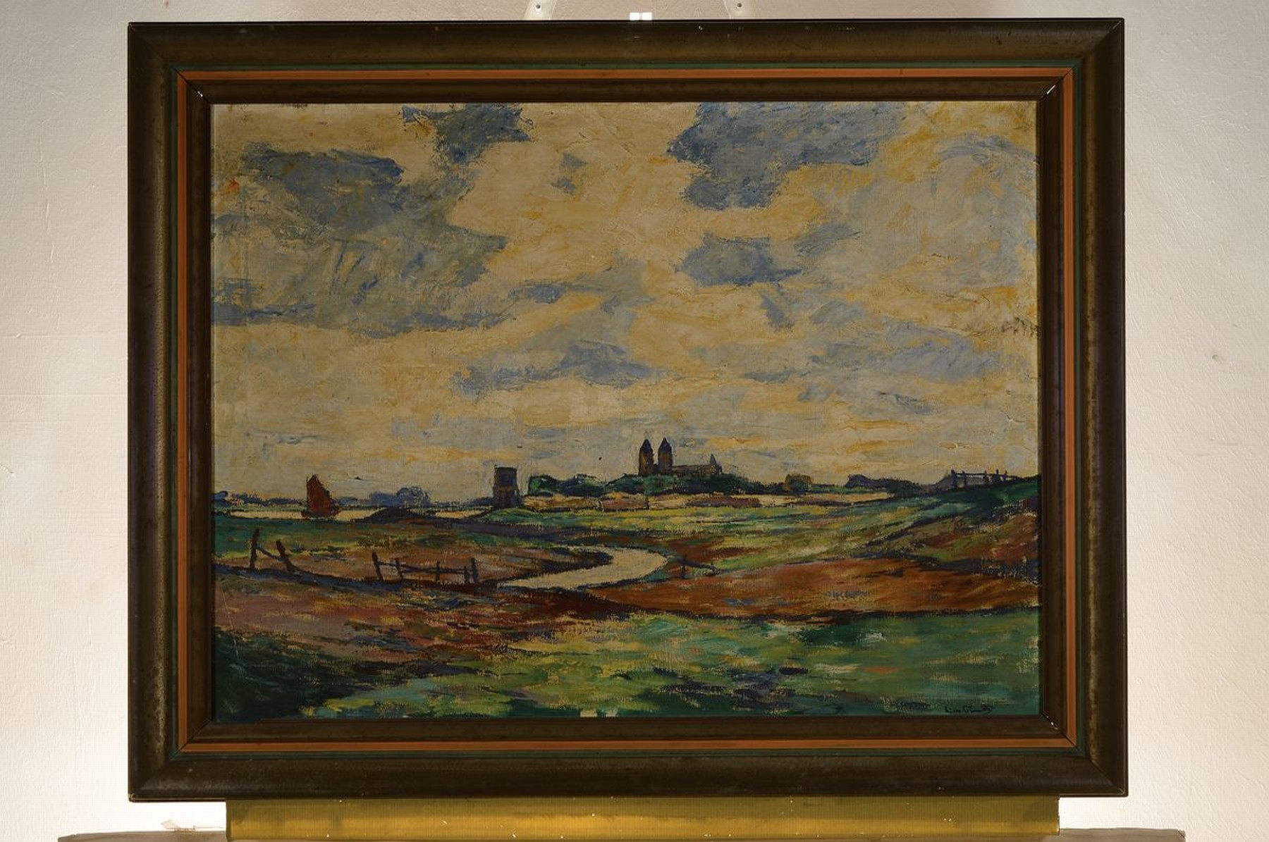 Detail k: Wilhelm Schmetz, 1890 Düsseldorf-1938 Aachen, Blick auf Kaiserswerth, Öl/Lwd, rechts unten signiert, ca. 60x80cm, Reinigung empfohlen, R. ca. ...