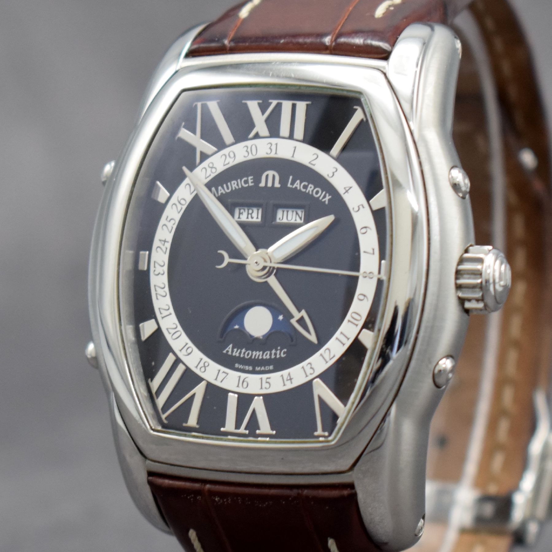 Detail a: MAURICE LACROIX Herrenarmbanduhr Modell Phase de Lune aus der Masterpiece Serie, Schweiz verk. lt. Pap. 10/2007, Automatik, Ref. MP 6439, beids. ...