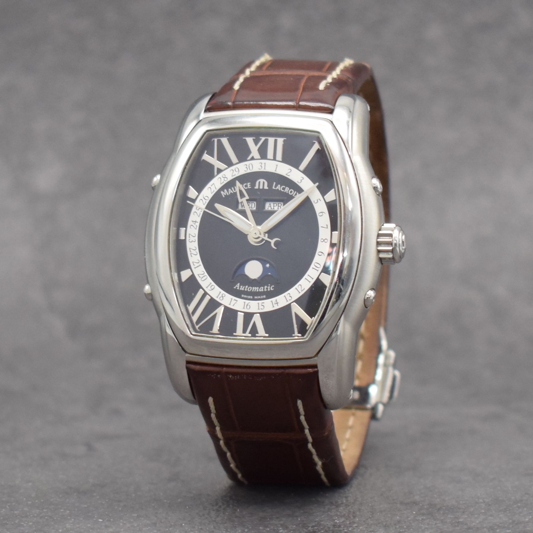 Detail b: MAURICE LACROIX Herrenarmbanduhr Modell Phase de Lune aus der Masterpiece Serie, Schweiz verk. lt. Pap. 10/2007, Automatik, Ref. MP 6439, beids. ...