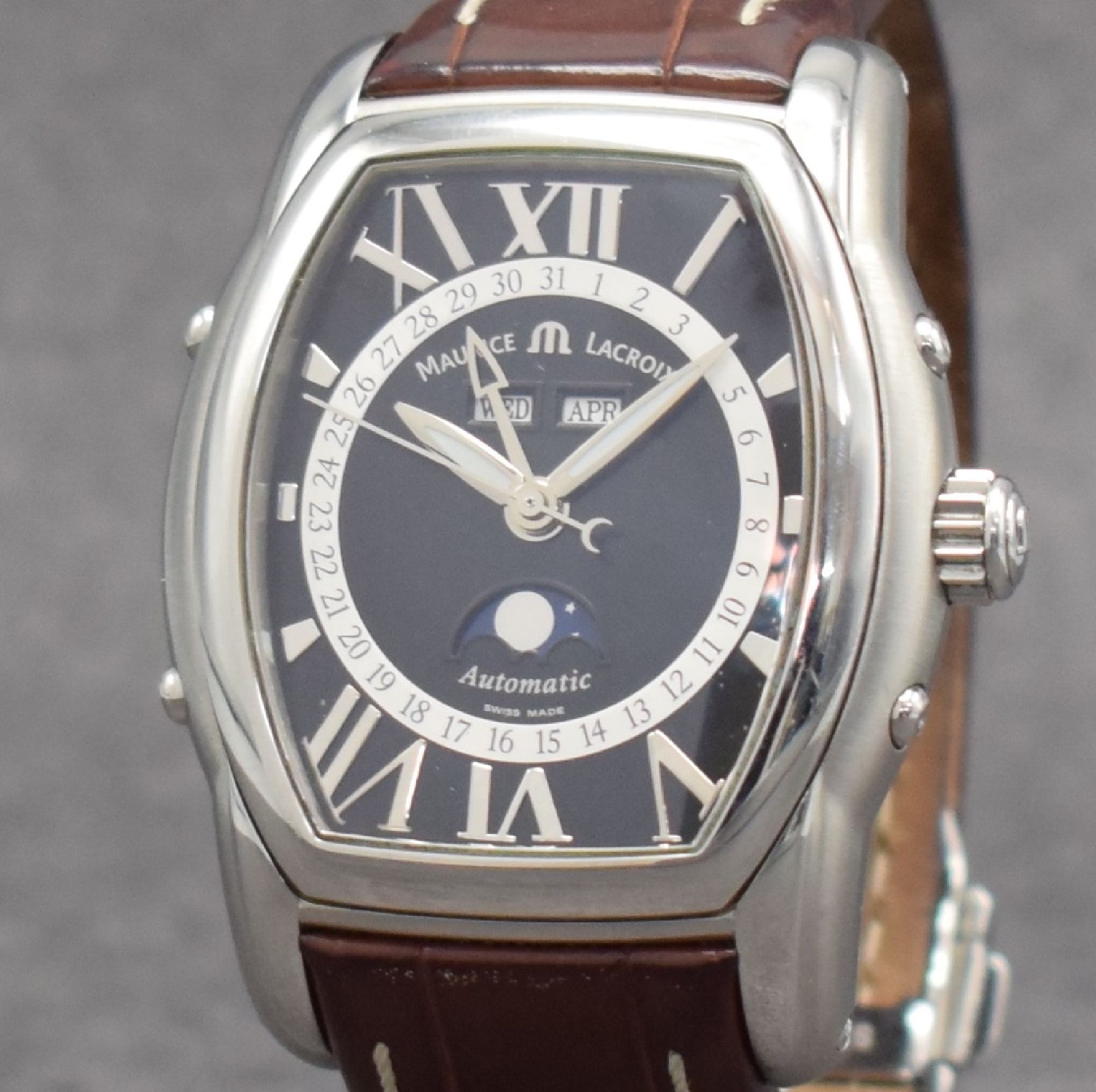 Detail c: MAURICE LACROIX Herrenarmbanduhr Modell Phase de Lune aus der Masterpiece Serie, Schweiz verk. lt. Pap. 10/2007, Automatik, Ref. MP 6439, beids. ...
