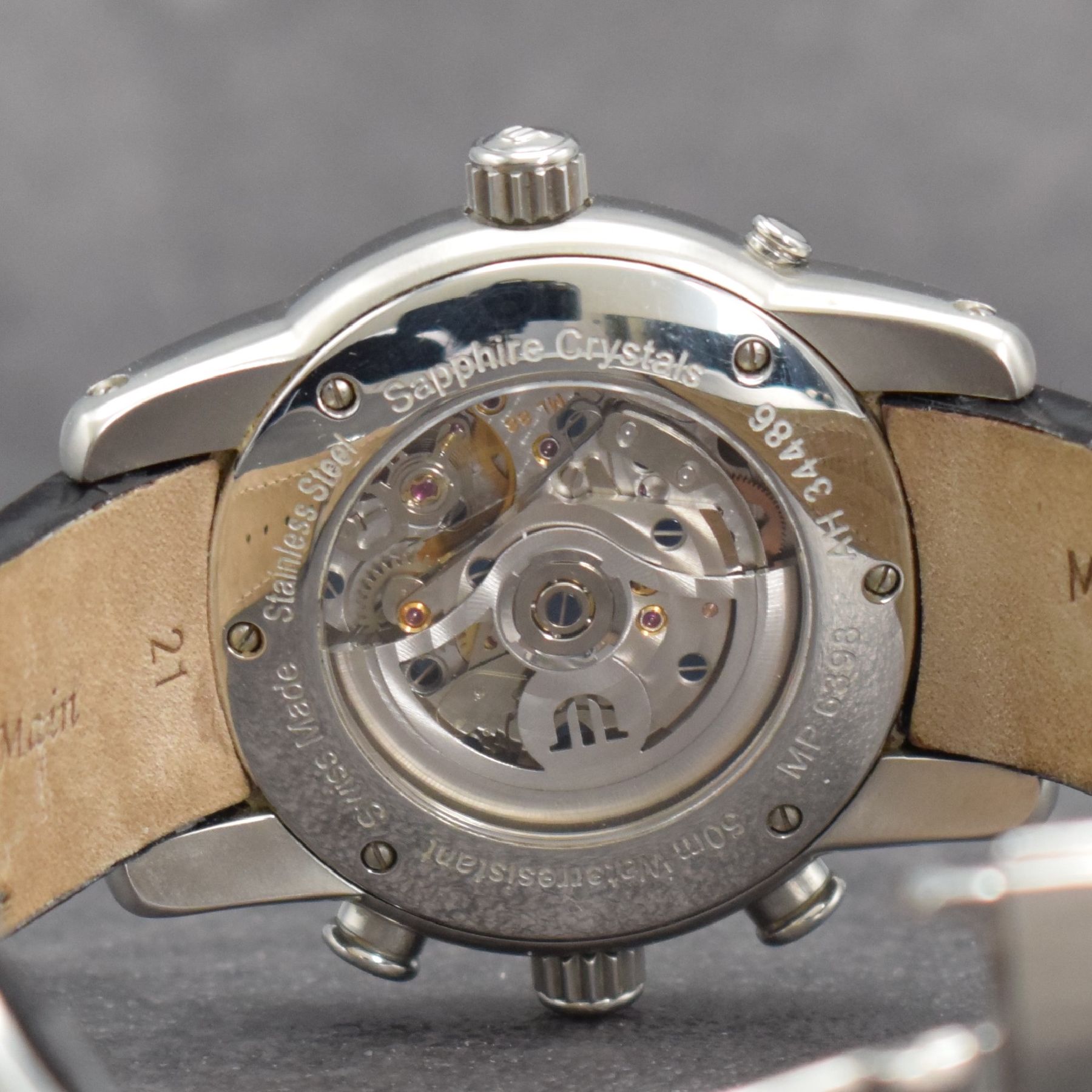 Detail f: MAURICE LACROIX Armbandchronograph Masterpiece Chrono Globe, Schweiz verk. lt. beil. Pap. 11/2006, Automatik, Ref. MP 6398, beids. vergl. ...