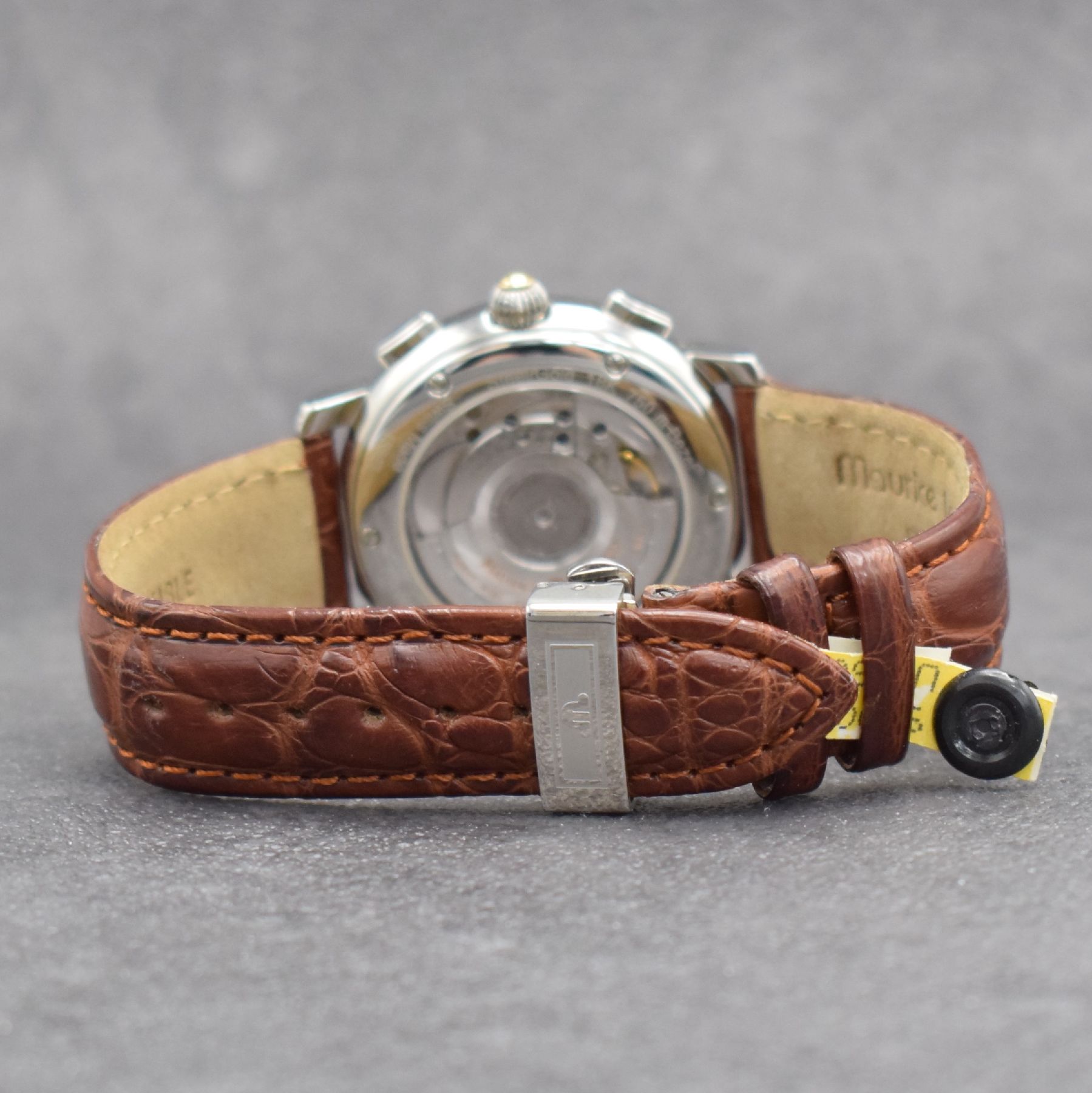 Detail d: MAURICE LACROIX Flyback Herrenarmbanduhr mit Chronograph, Schweiz um 2005, Automatik, Ref. 15827, beids. vergl. Edelstahlgeh., Boden 6-fach verschr., ...