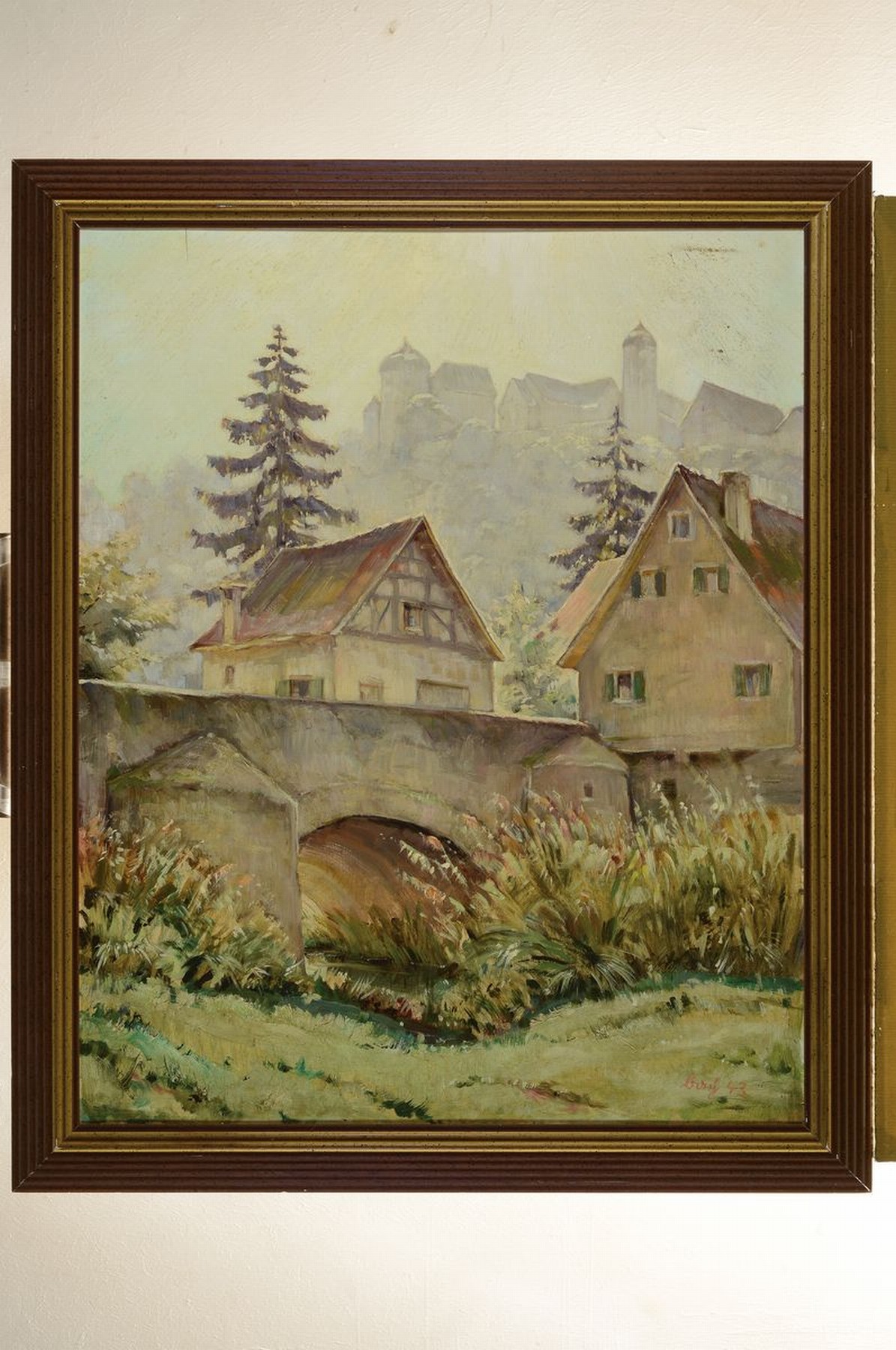 Detail k: Fritz Bach, geb. 1890, Blick auf Harburg an der Wörnitz, Öl/Holz, rechts unten signiert, ca. 74x60cm, R. ca. 69x84cm