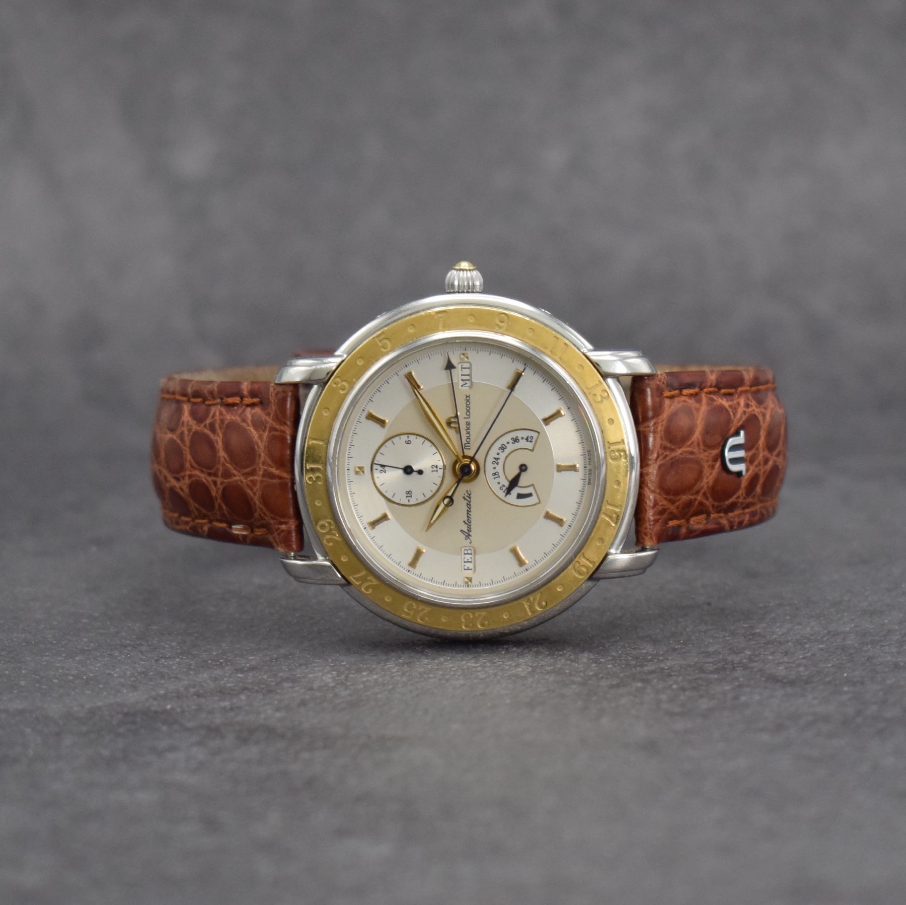 MAURICE LACROIX auf 999 Stück limitierte Herrenarmbanduhr, Schweiz verk. lt. beil. Pap. 08/1998, Automatik, Ref. 51670, Edelstahl/Gold kombiniert, ...