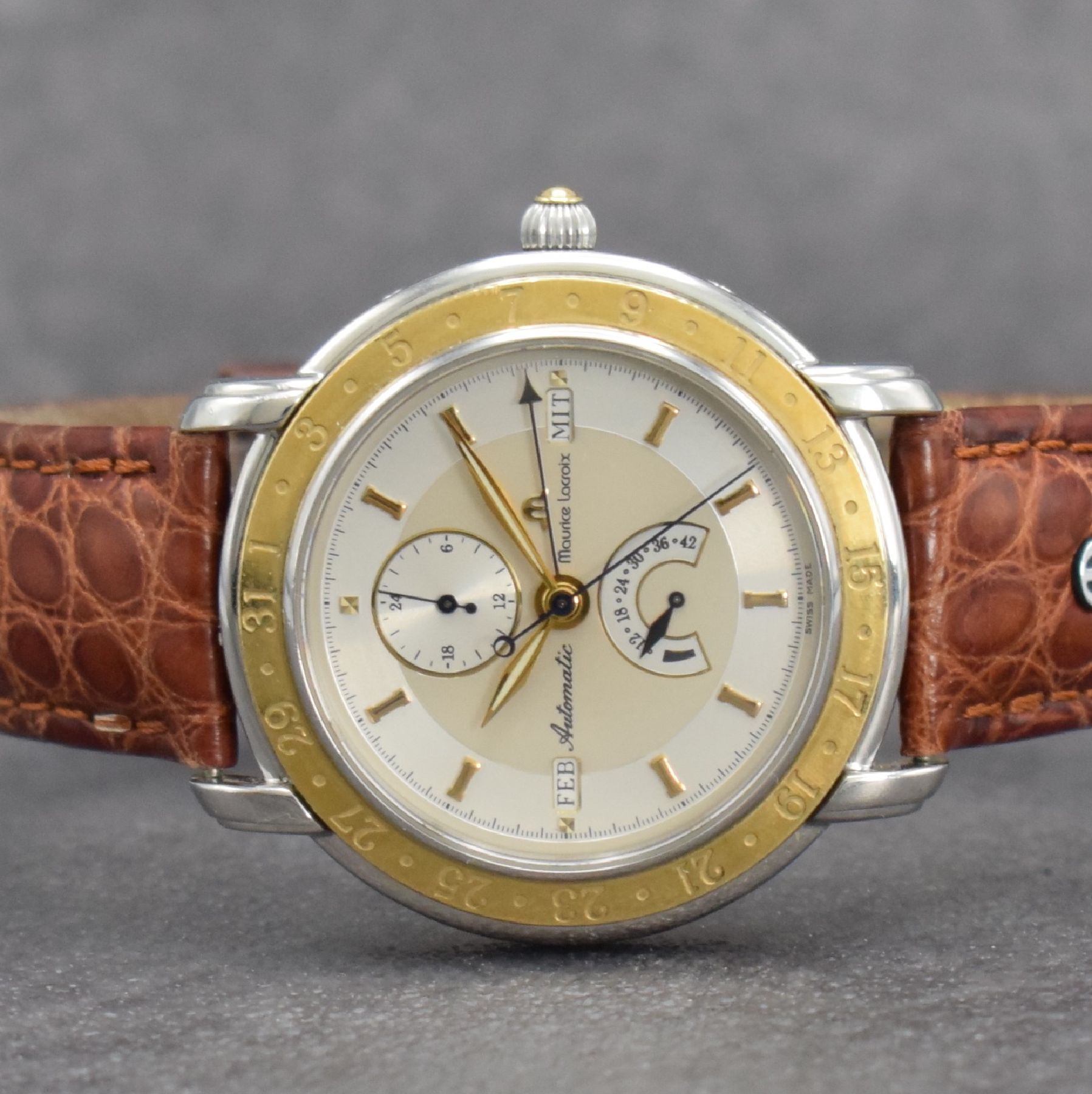 Detail a: MAURICE LACROIX auf 999 Stück limitierte Herrenarmbanduhr, Schweiz verk. lt. beil. Pap. 08/1998, Automatik, Ref. 51670, Edelstahl/Gold kombiniert, ...