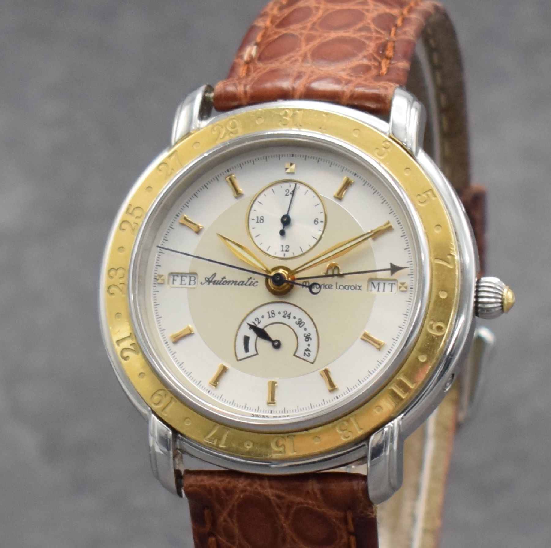 Detail c: MAURICE LACROIX auf 999 Stück limitierte Herrenarmbanduhr, Schweiz verk. lt. beil. Pap. 08/1998, Automatik, Ref. 51670, Edelstahl/Gold kombiniert, ...