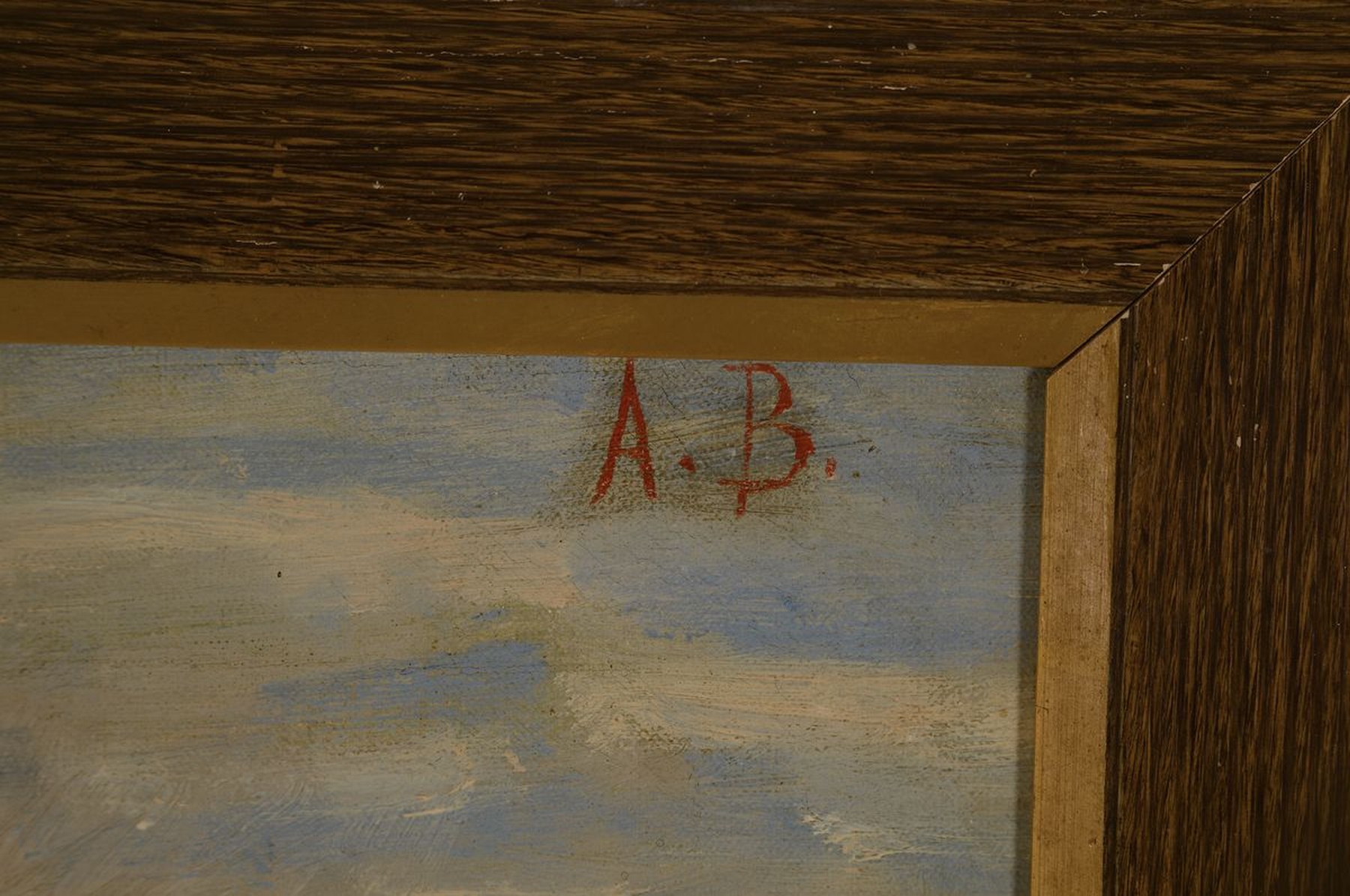 Detail a: Monogrammist A.B., 2. Hälfte 19. Jh., Landschaft mit junger Frau in schweizer Tracht, Öl/Lwd, rechts oben monogr., ca. 39x28cm, R.ca. 46x35cm