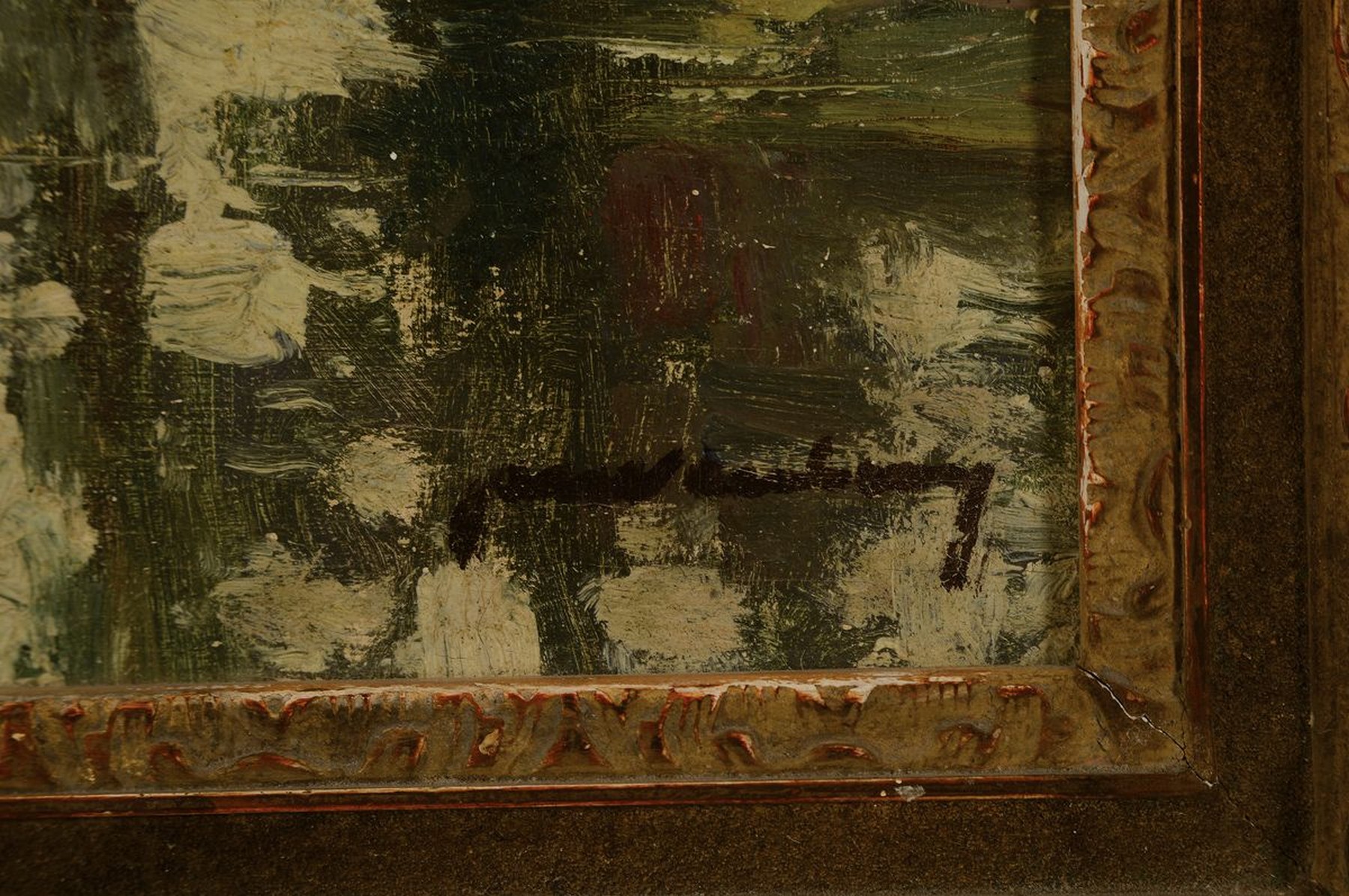 Detail a: Jan Pierre Victor van Looy, 1882-1971, Landschaft mit Bachlauf und Bäumen, Öl/Holz, rechts unten signiert, ca. 50x35cm, R. ca. 63x48cm