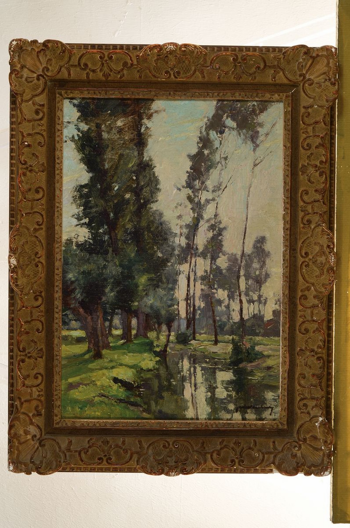 Detail k: Jan Pierre Victor van Looy, 1882-1971, Landschaft mit Bachlauf und Bäumen, Öl/Holz, rechts unten signiert, ca. 50x35cm, R. ca. 63x48cm