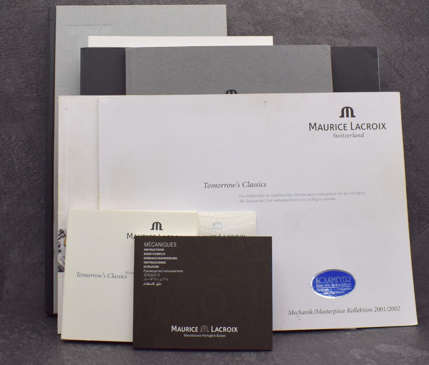 Detail n: Konvolut: MAURICE LACROIX, 2 hochwertige Sammelboxen, 6 Uhr-Boxen & diverse Beschreibungen/Informationen, Schweiz ca. 1990-2005, gebraucht, teils l. ...